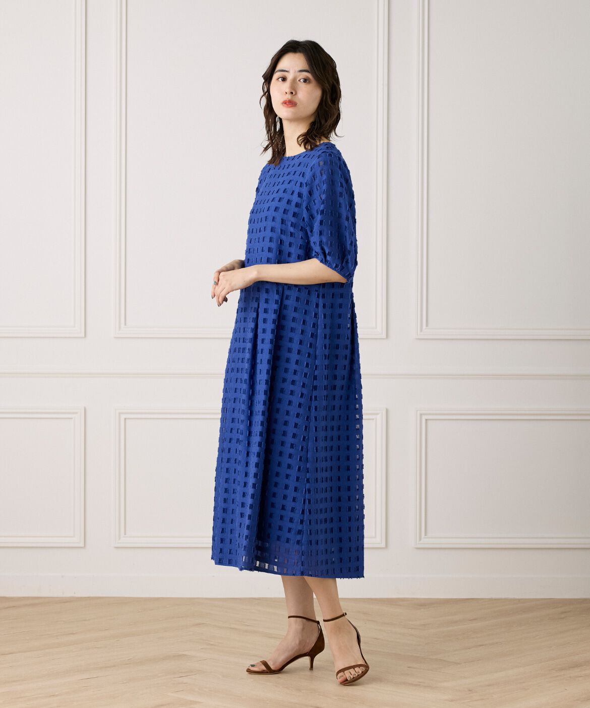 7-IDconcept.「パフスリーブジャカードワンピース」|その他|