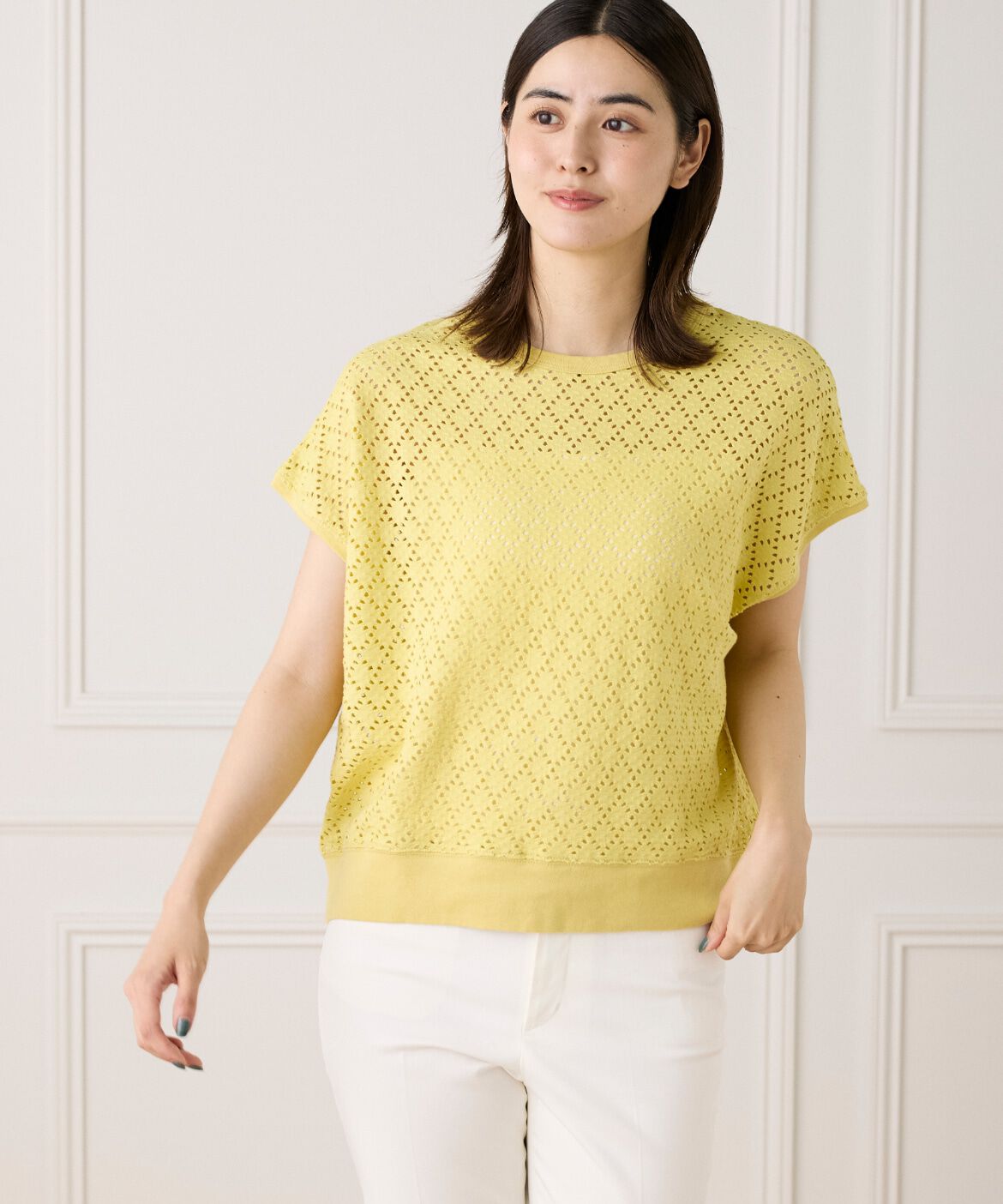 7-IDconcept.「アイレット天竺カットプルオーバー」|Tシャツ・カットソー|イエロー