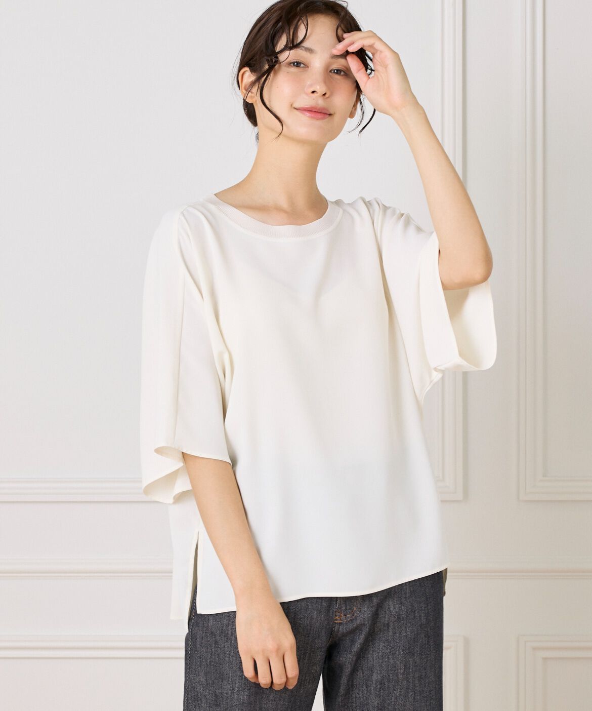 DAY by DAY it&rsquo;s international「リブ衿Tブラウス」|シャツ・ブラウス|ホワイト