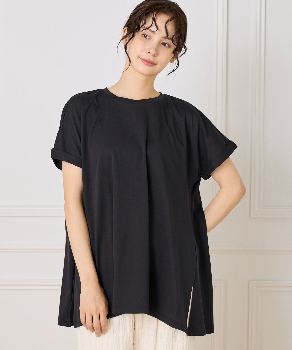 DAY by DAY it&rsquo;s international「フレンチスリーブチュニックカットソー」|Tシャツ・カットソー|ブラック