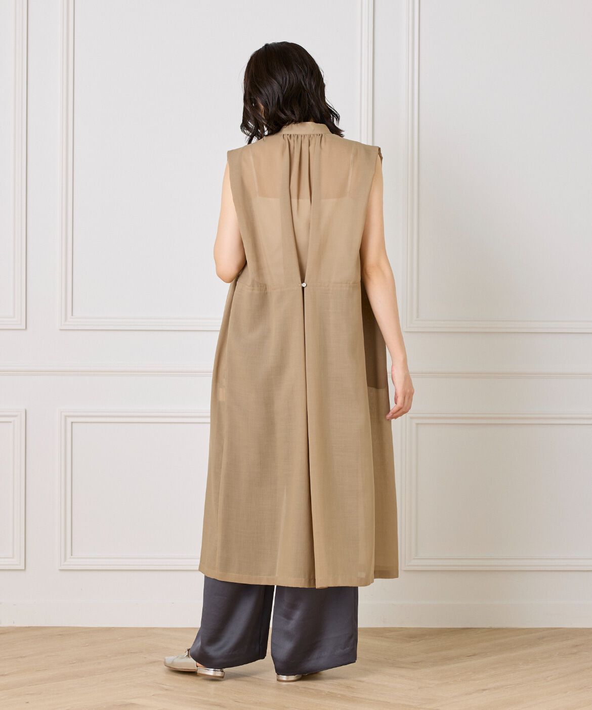 INED「ボザムデザインノースリーブシャツドレス」|ワンピース|