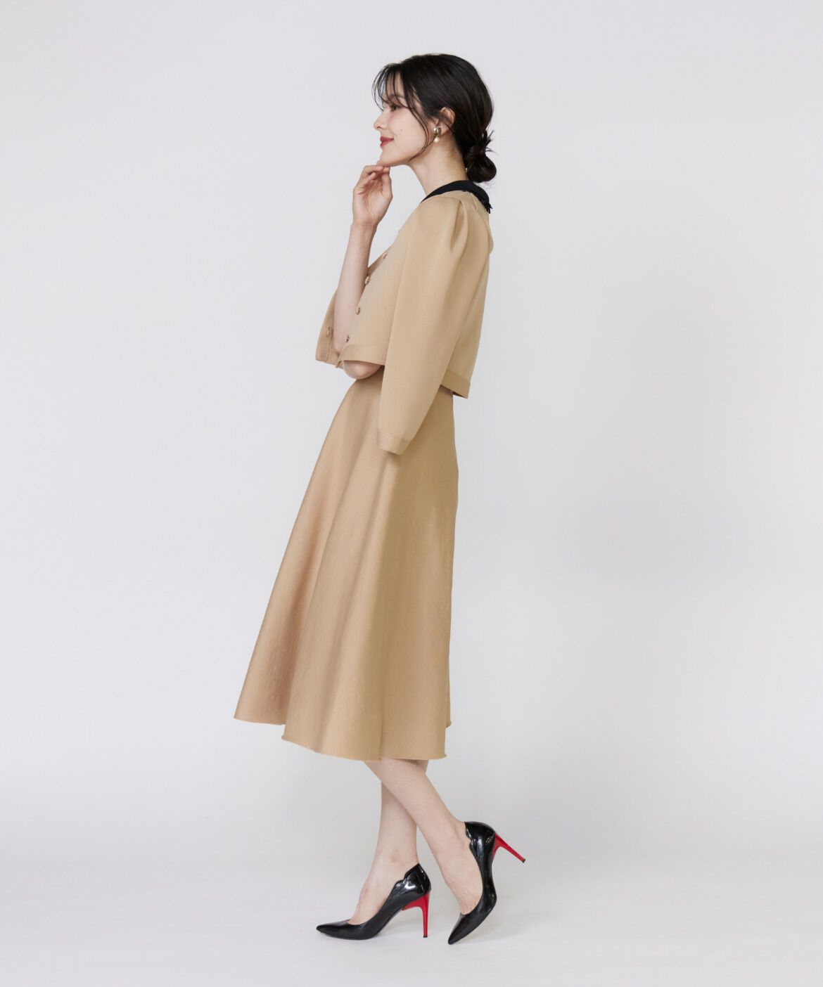 Maglie le cassetto「《大きいサイズ》レース衿ニットワンピース《M Maglie le cassetto》」|ワンピース|