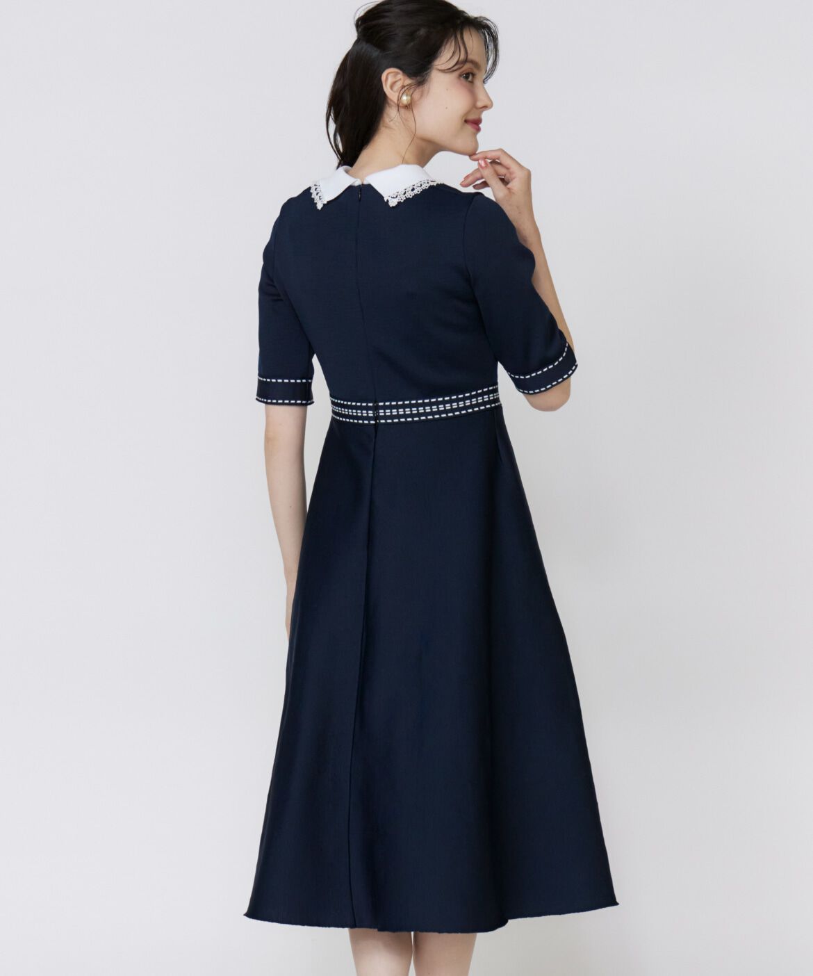 Maglie le cassetto「《大きいサイズ》レース衿ニットワンピース《M Maglie le cassetto》」|ワンピース|