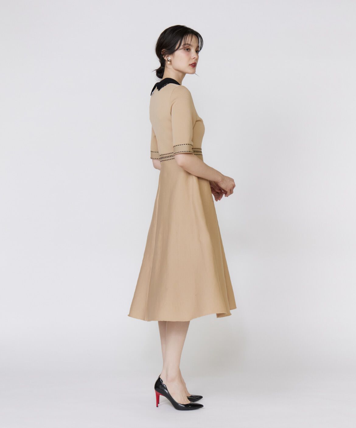 Maglie le cassetto「《大きいサイズ》レース衿ニットワンピース《M Maglie le cassetto》」|ワンピース|