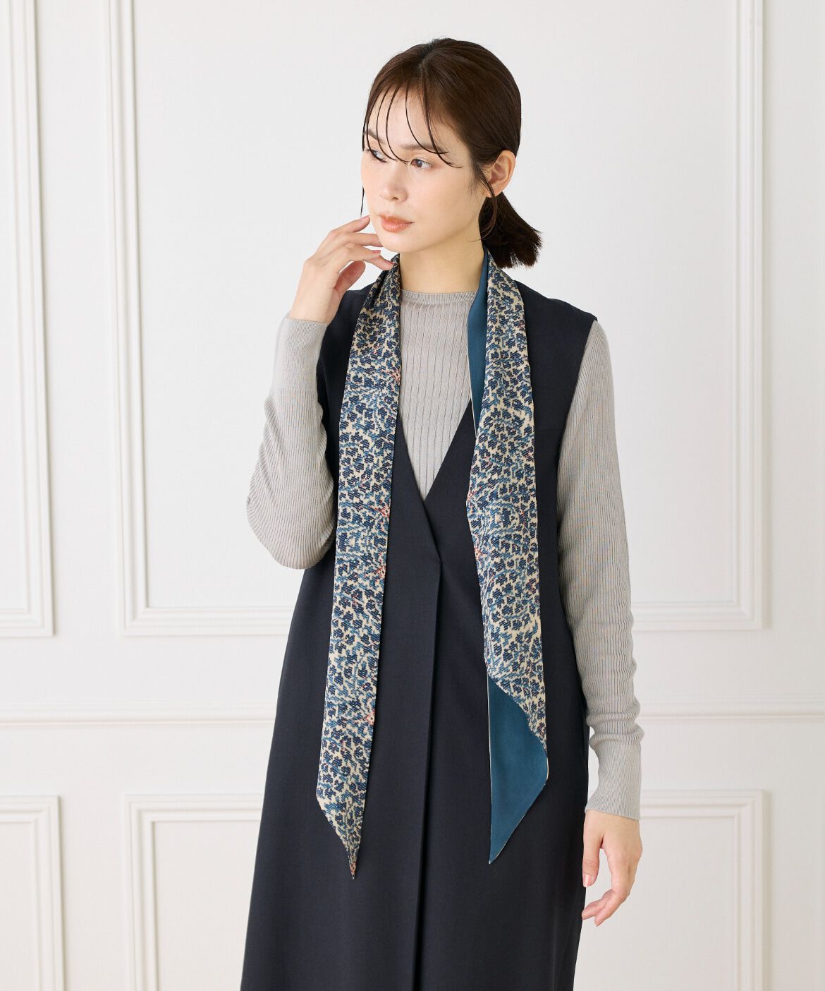 FAVORITE SUKINAMONO「Slim Dina Scarf スリムスカーフ《Tapis Noir》」|ストール|