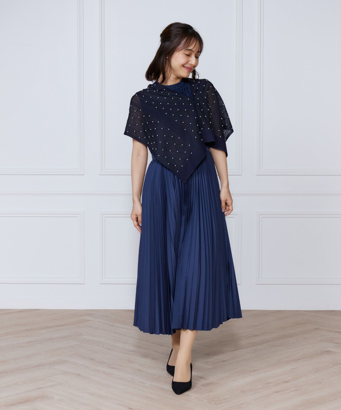 ef-de Black「シアーアーガイルパールショール」|ストール|