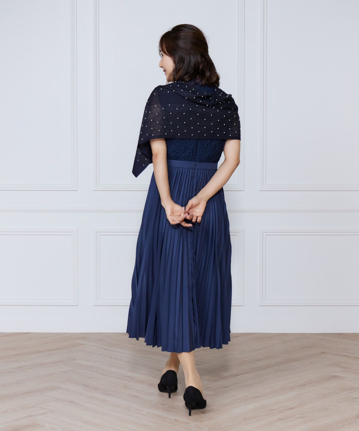 ef-de Black「シアーアーガイルパールショール」|ストール|