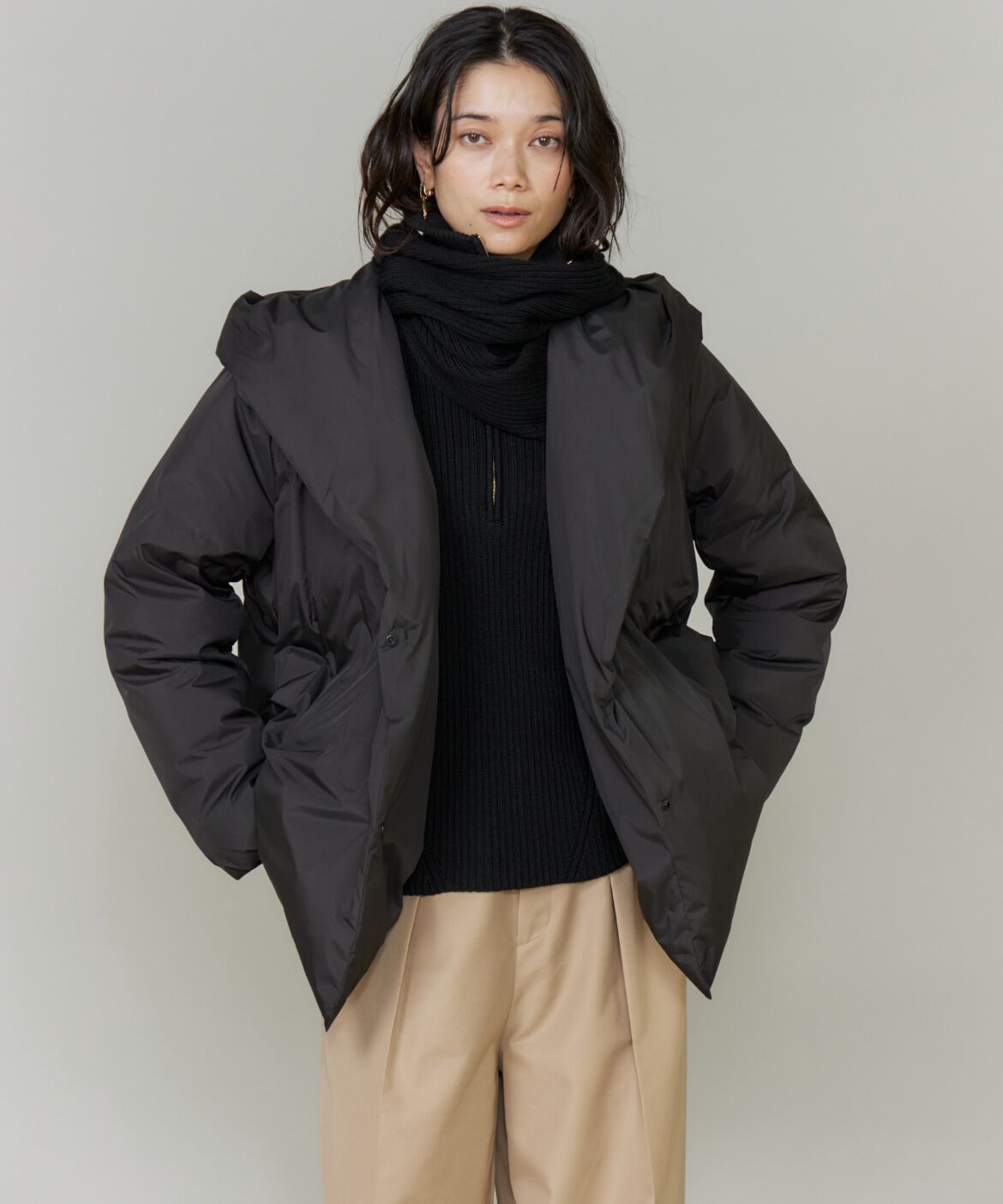 INED「フーデッドマフラー」|ストール|