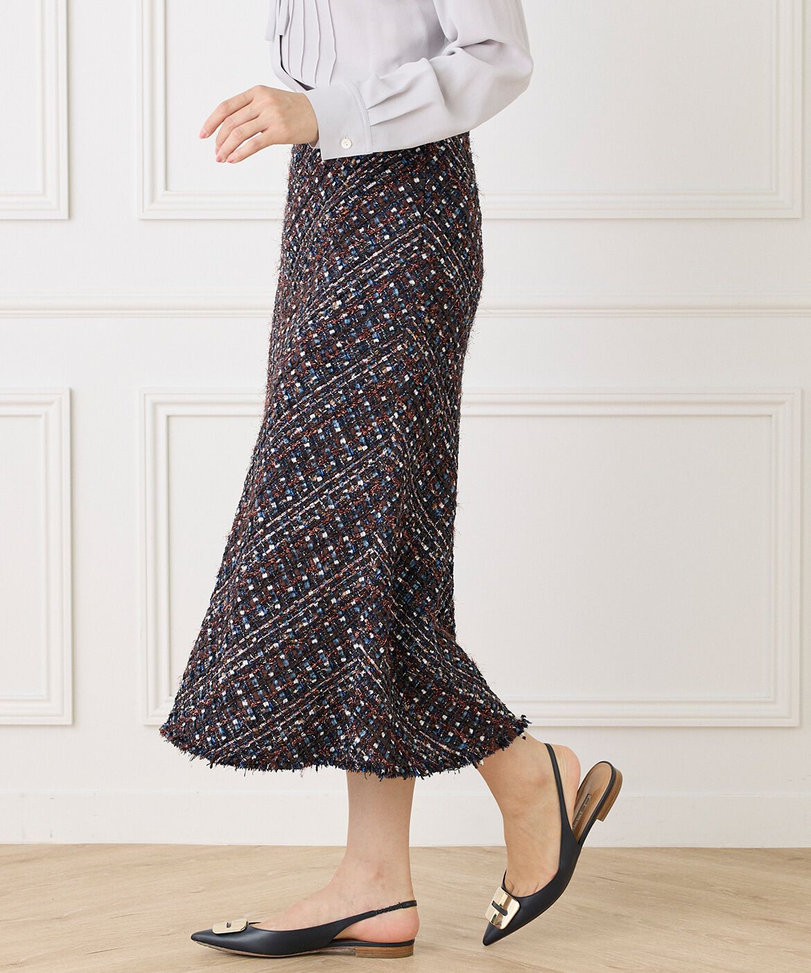 INED「《大きいサイズ》ツイードスカート《TOURNIER/トゥルニエ》」|スカート|