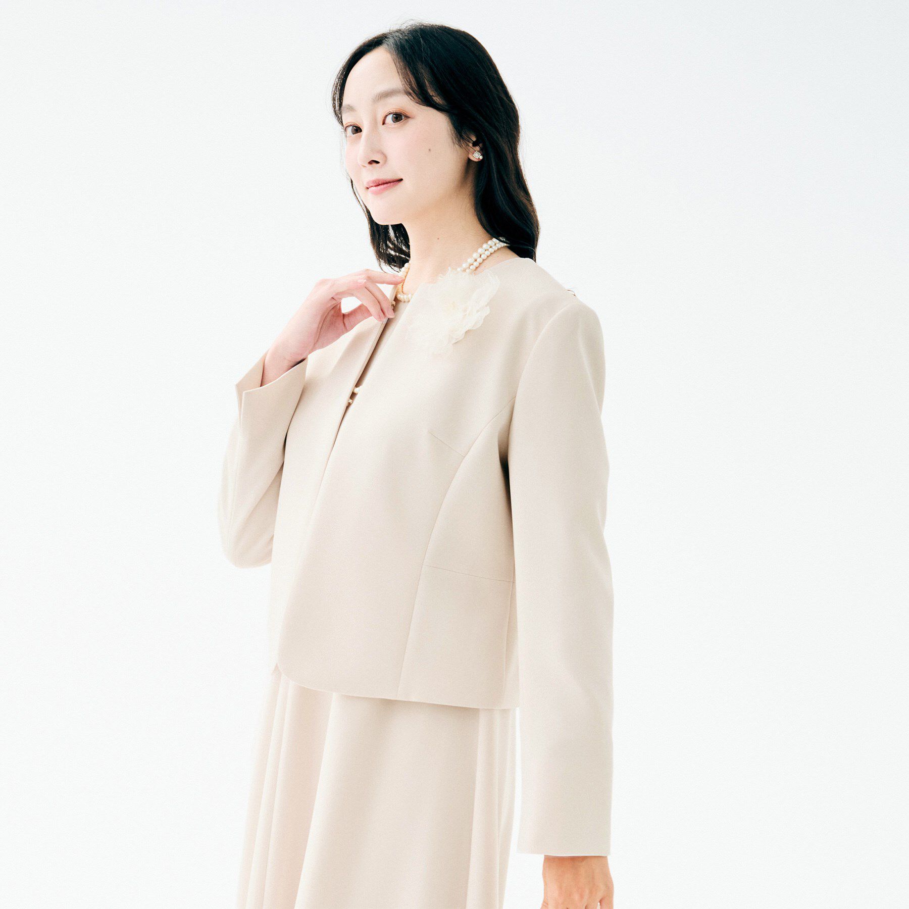 UNTITLED「【洗える/ストレッチ性/軽い】ノーカラージャケット」|ノーカラージャケット|