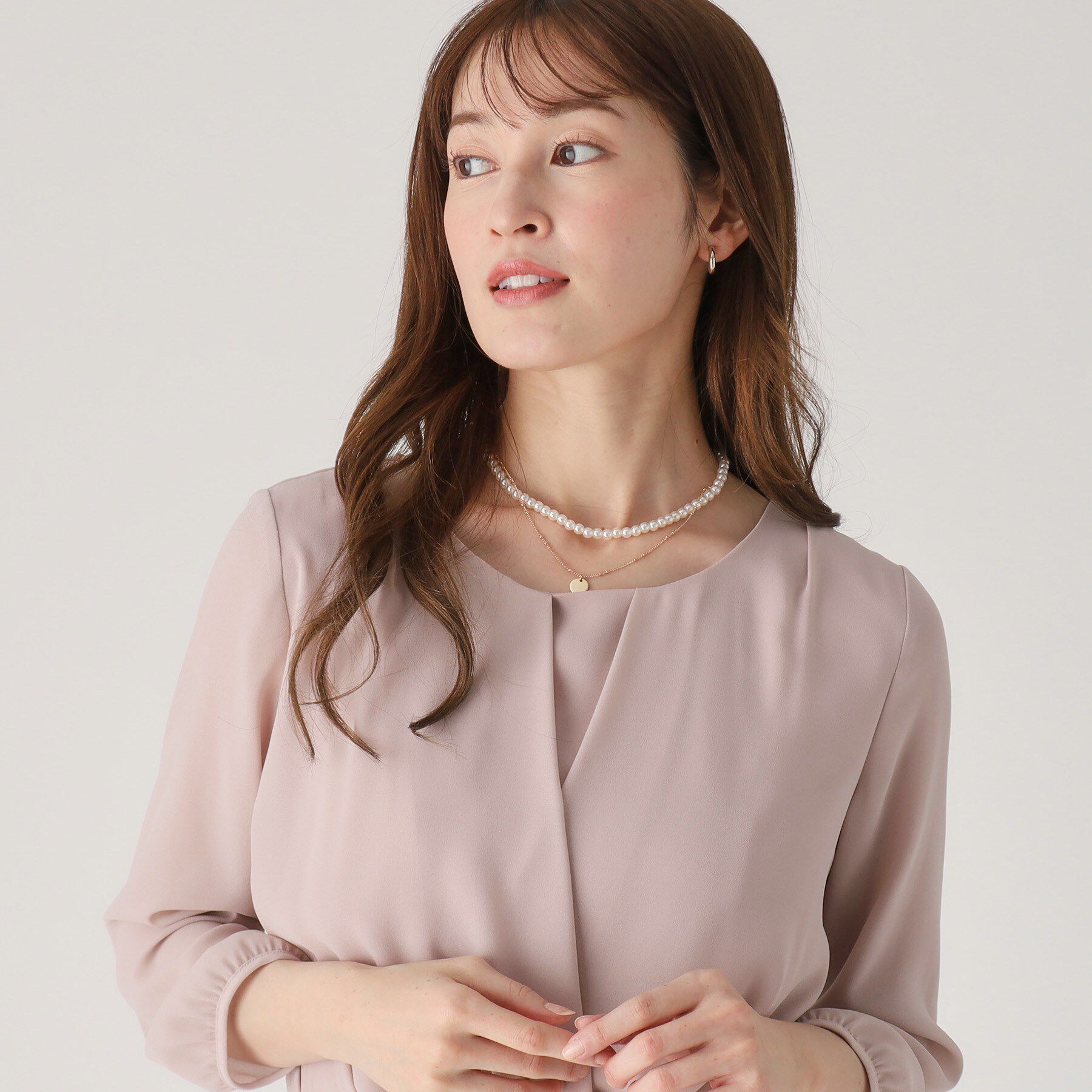 COUP DE CHANCE「【洗える／日本製／通勤】カシュクール風ブラウス」|シャツ・ブラウス|ピンク(071)