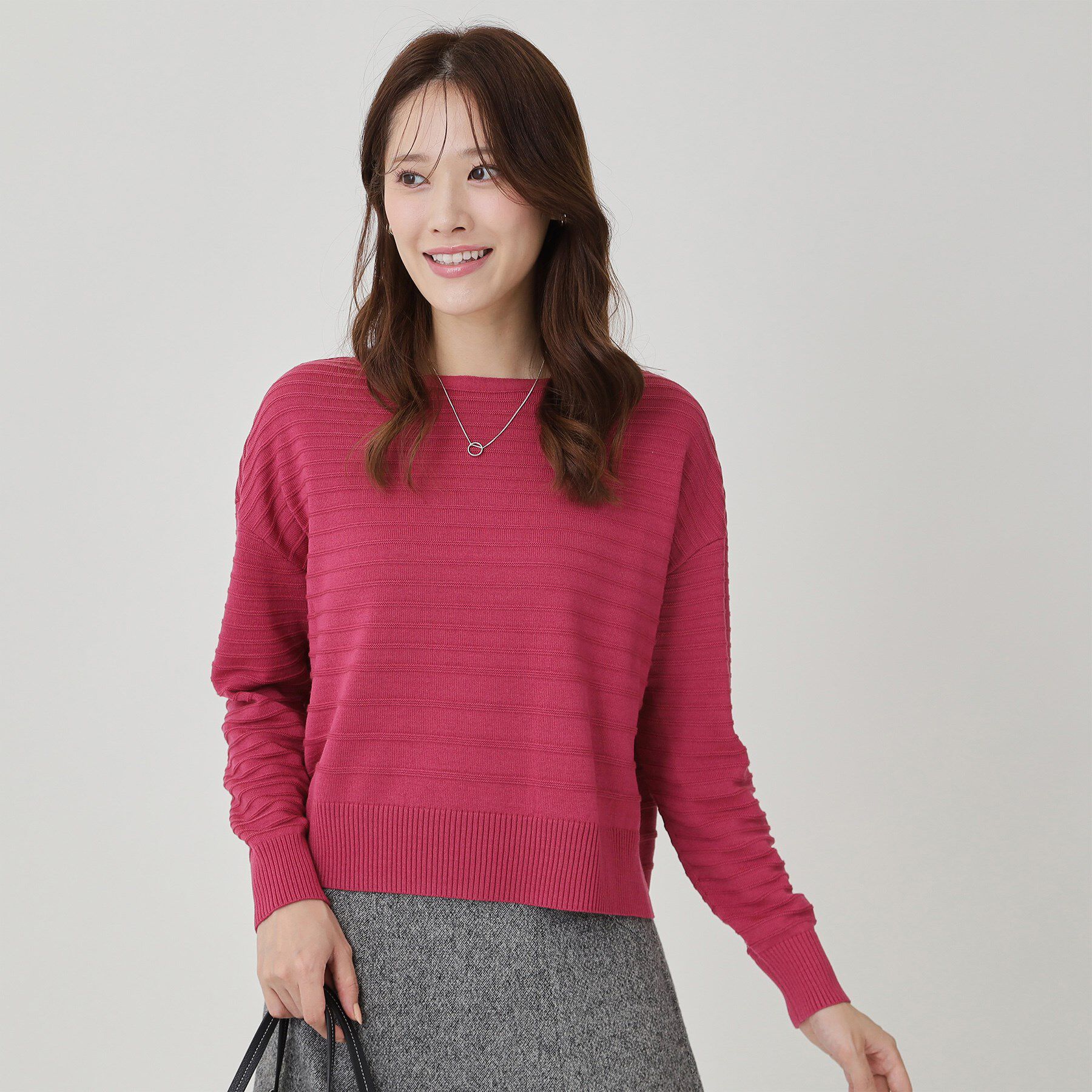 COUP DE CHANCE「【手洗い可／日本製】地柄ボーダーのニットトップス」|ニット・セーター|