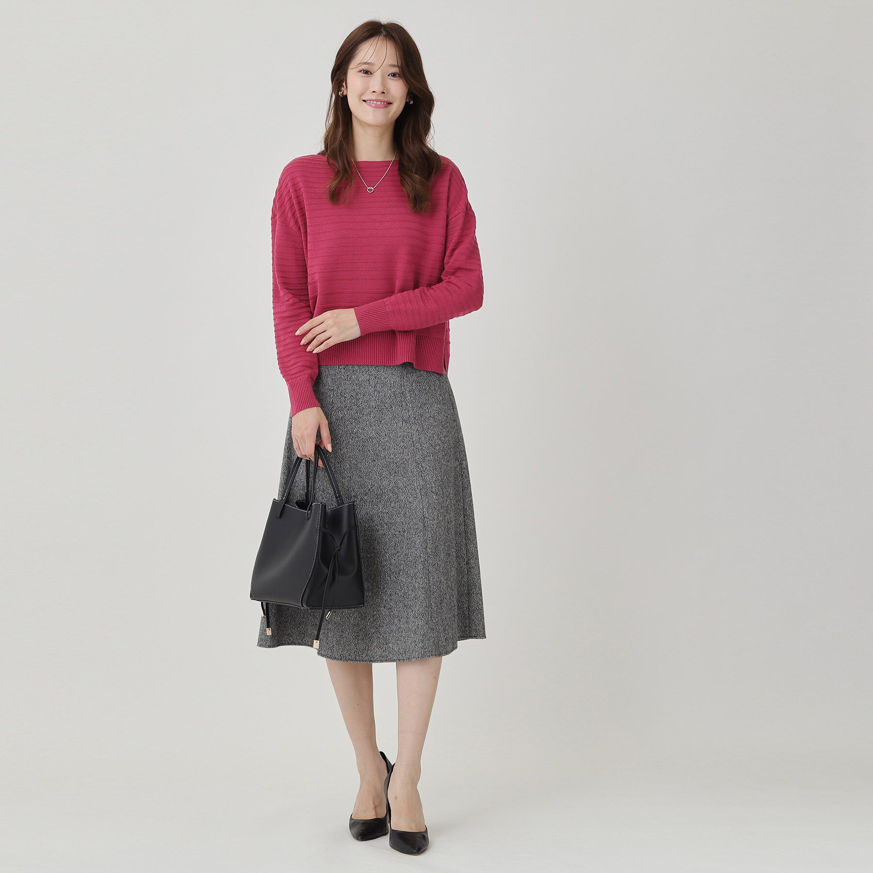 COUP DE CHANCE「【手洗い可／日本製】地柄ボーダーのニットトップス」|ニット・セーター|