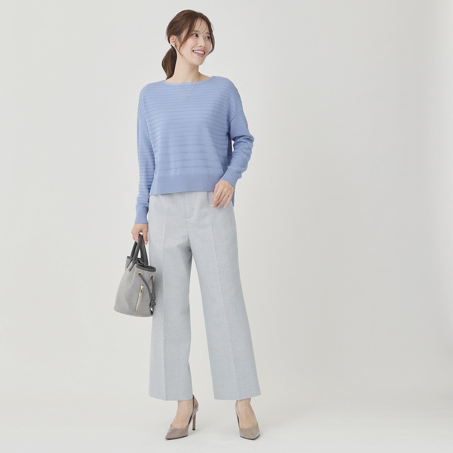 COUP DE CHANCE「【手洗い可／日本製】地柄ボーダーのニットトップス」|ニット・セーター|