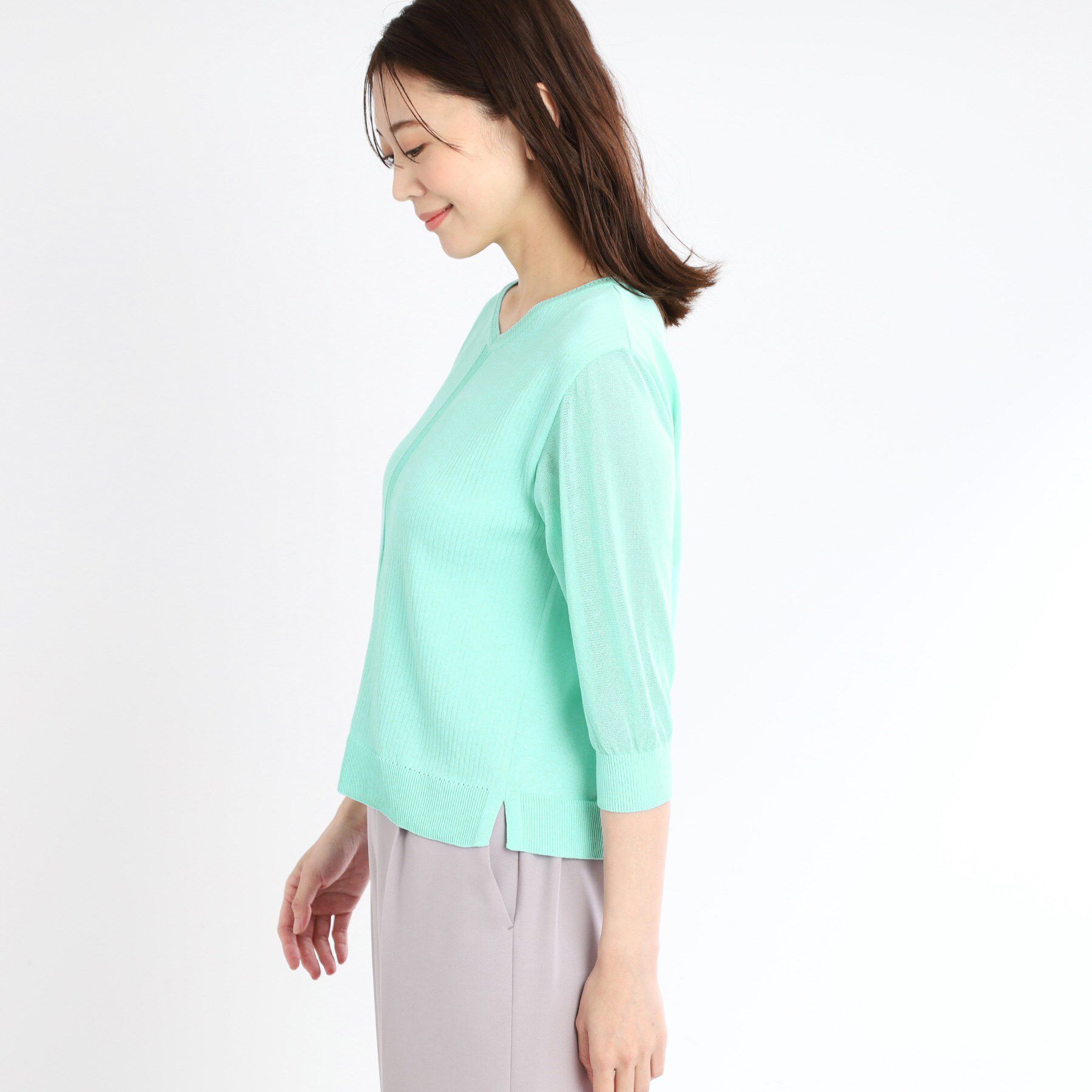 Reflect「【WEB先行カラーあり／手洗い可】透かし柄デザインニット」|ニット・セーター|