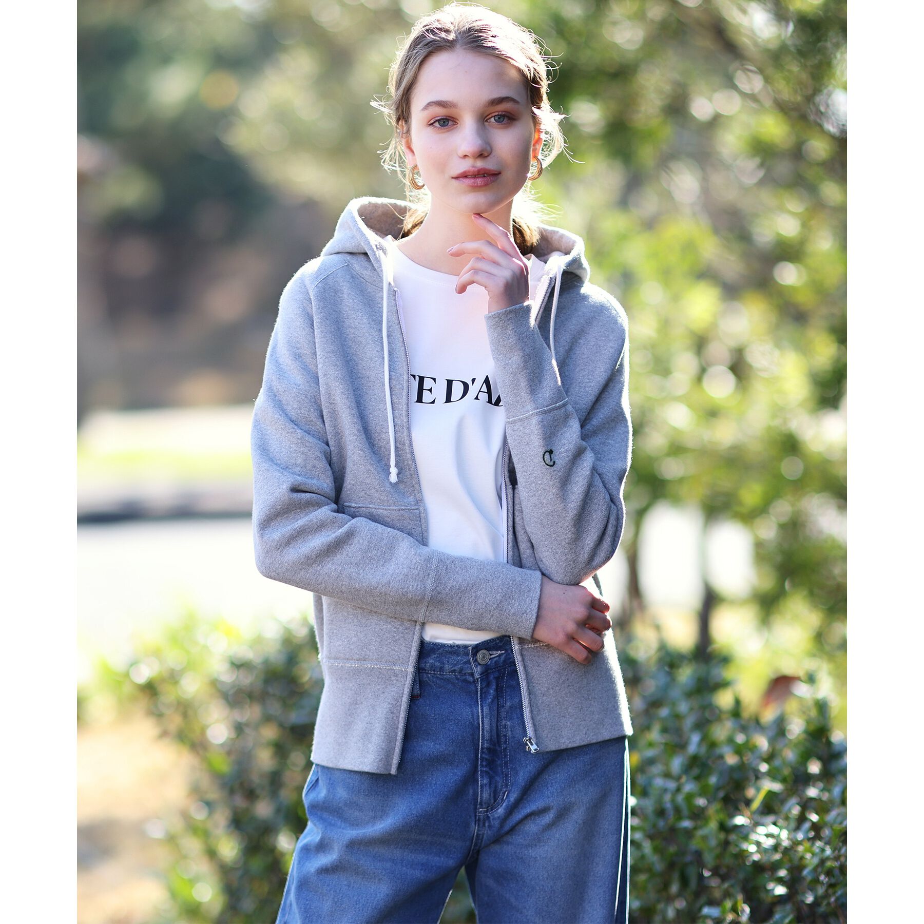 DRESSTERIOR「デキシー吊裏毛ジップアップパーカ」|パーカー|ライトグレー(011