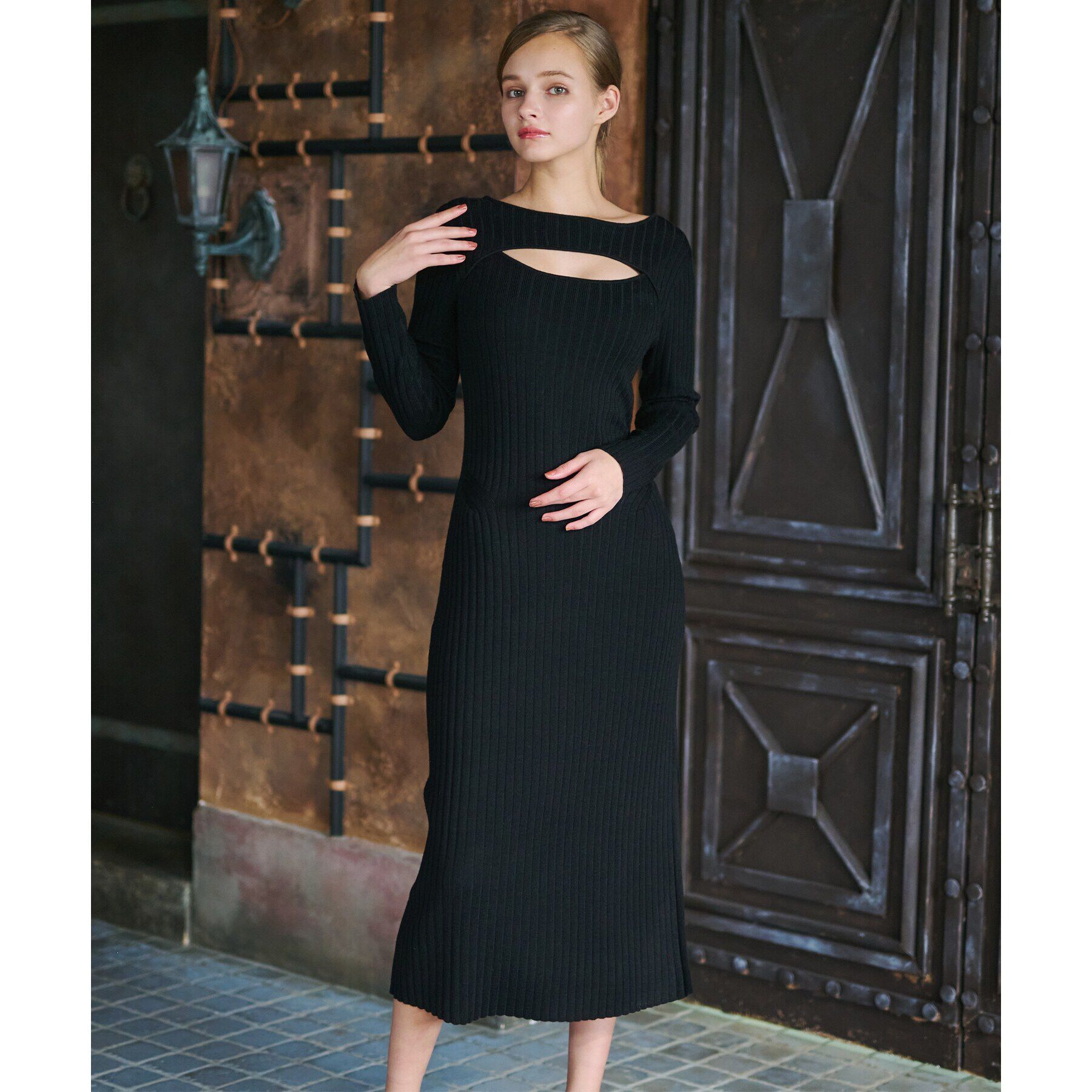 DRESSTERIOR「【otonaMUSE11月号掲載/手洗い可】デコルテリブニットワンピース」|ワンピース|