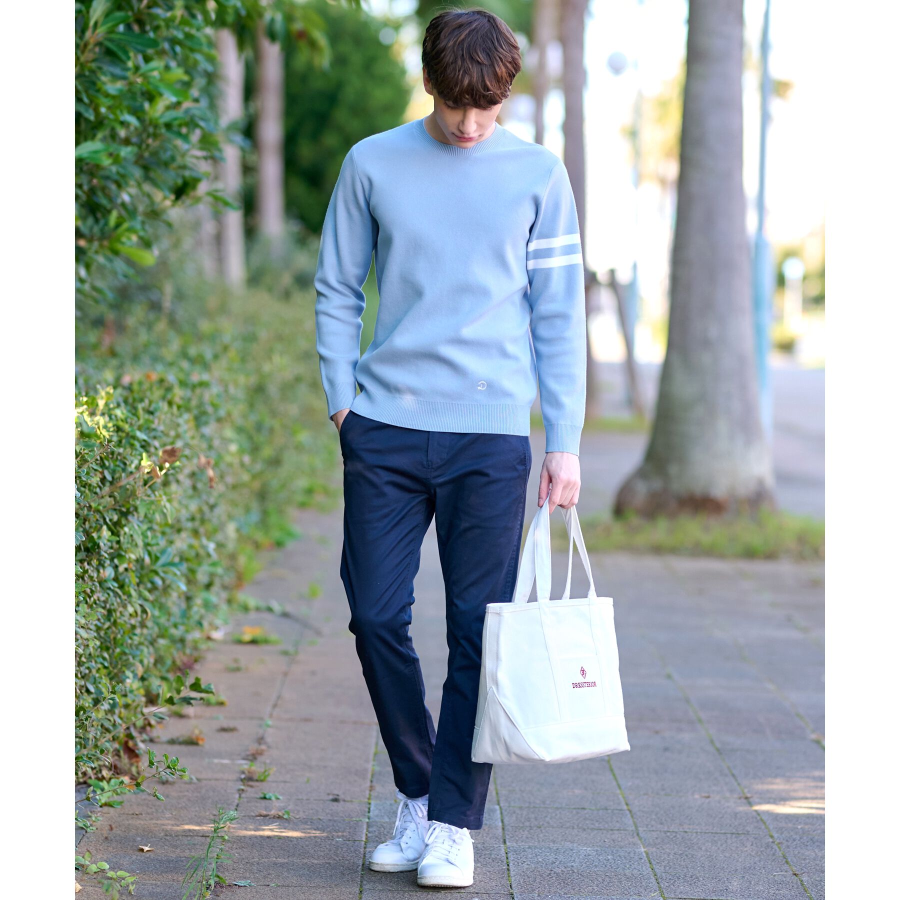 DRESSTERIOR「コットンスムース アームラインクルーネックニット」|ニット・セーター|