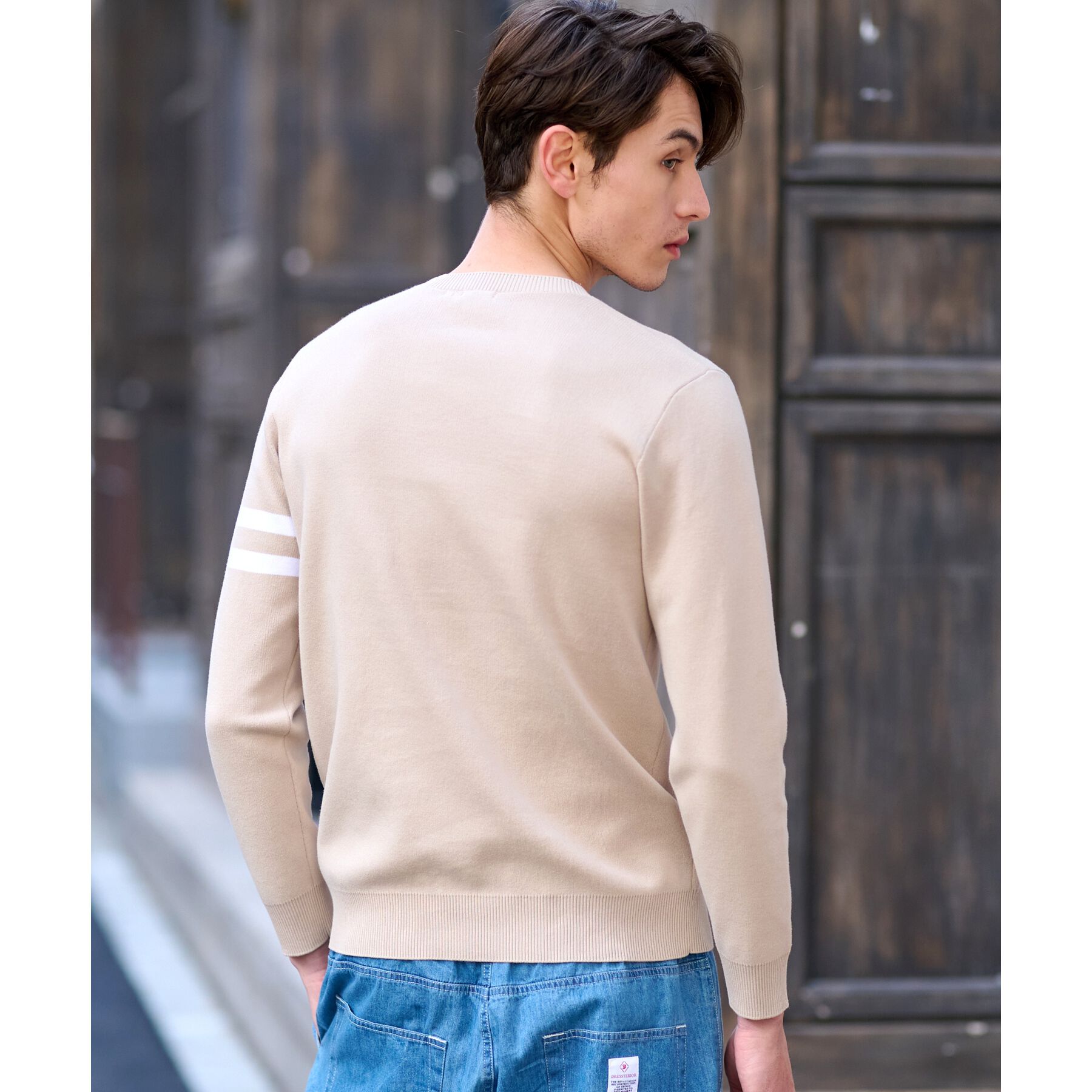 DRESSTERIOR「コットンスムース アームラインクルーネックニット」|ニット・セーター|