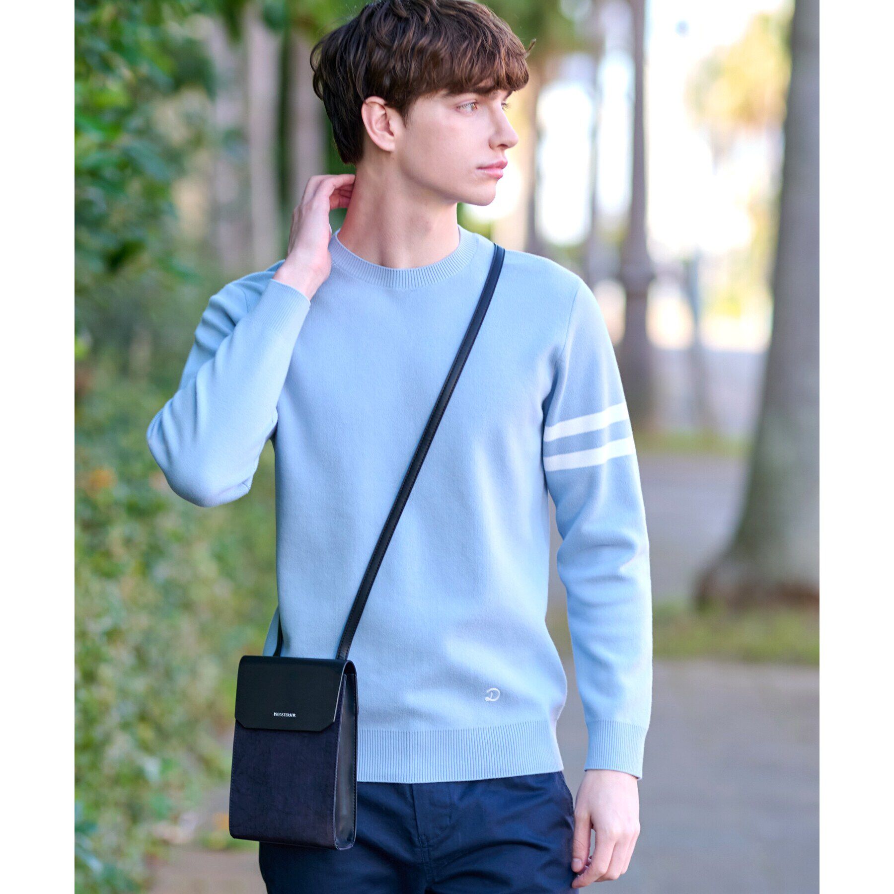 DRESSTERIOR「コットンスムース アームラインクルーネックニット」|ニット・セーター|