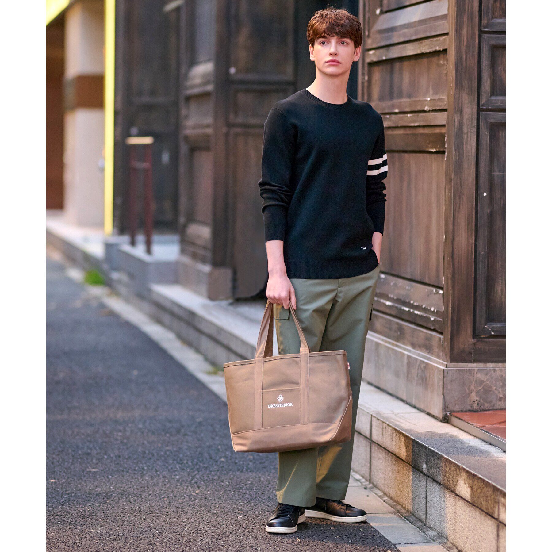 DRESSTERIOR「コットンスムース アームラインクルーネックニット」|ニット・セーター|