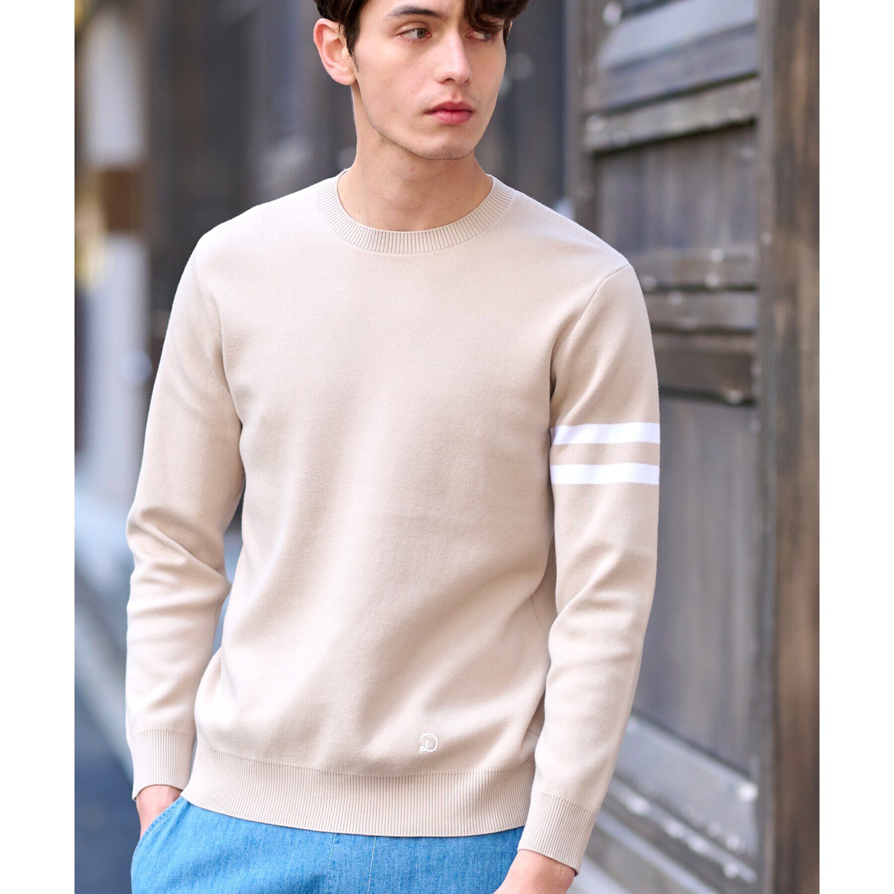 DRESSTERIOR「コットンスムース アームラインクルーネックニット」|ニット・セーター|