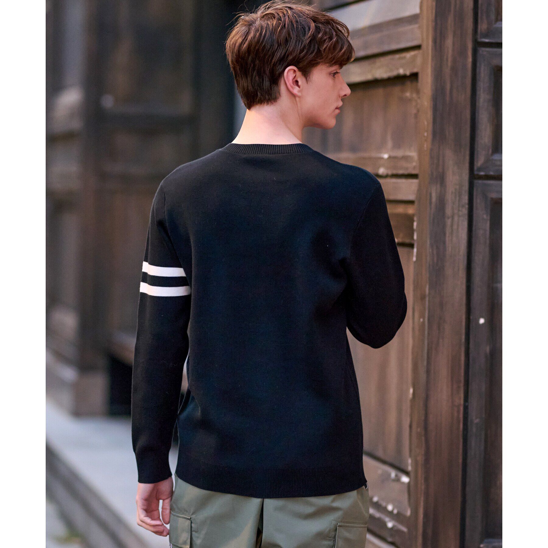 DRESSTERIOR「コットンスムース アームラインクルーネックニット」|ニット・セーター|