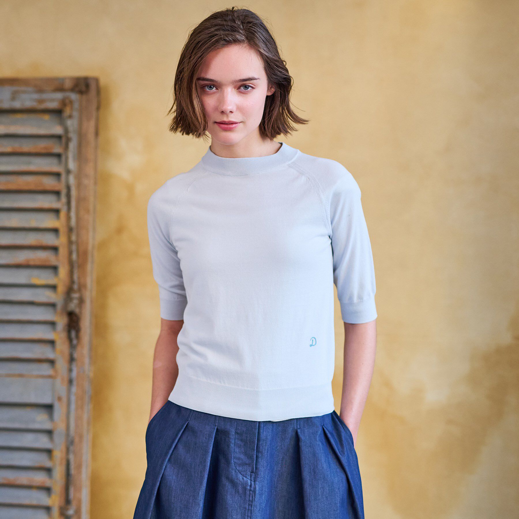 DRESSTERIOR「【定番/洗える】コットンシルク混ハーフスリーブ」|ニット・セーター|