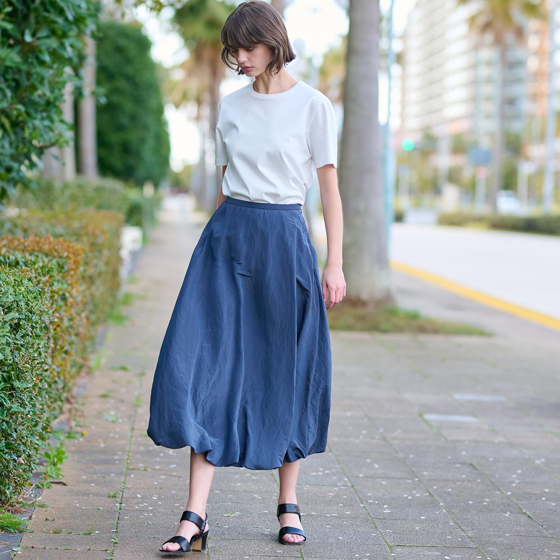 DRESSTERIOR「【裏地あり/後ろウエストゴム】シアーワッシャーバルーンスカート」|スカート|