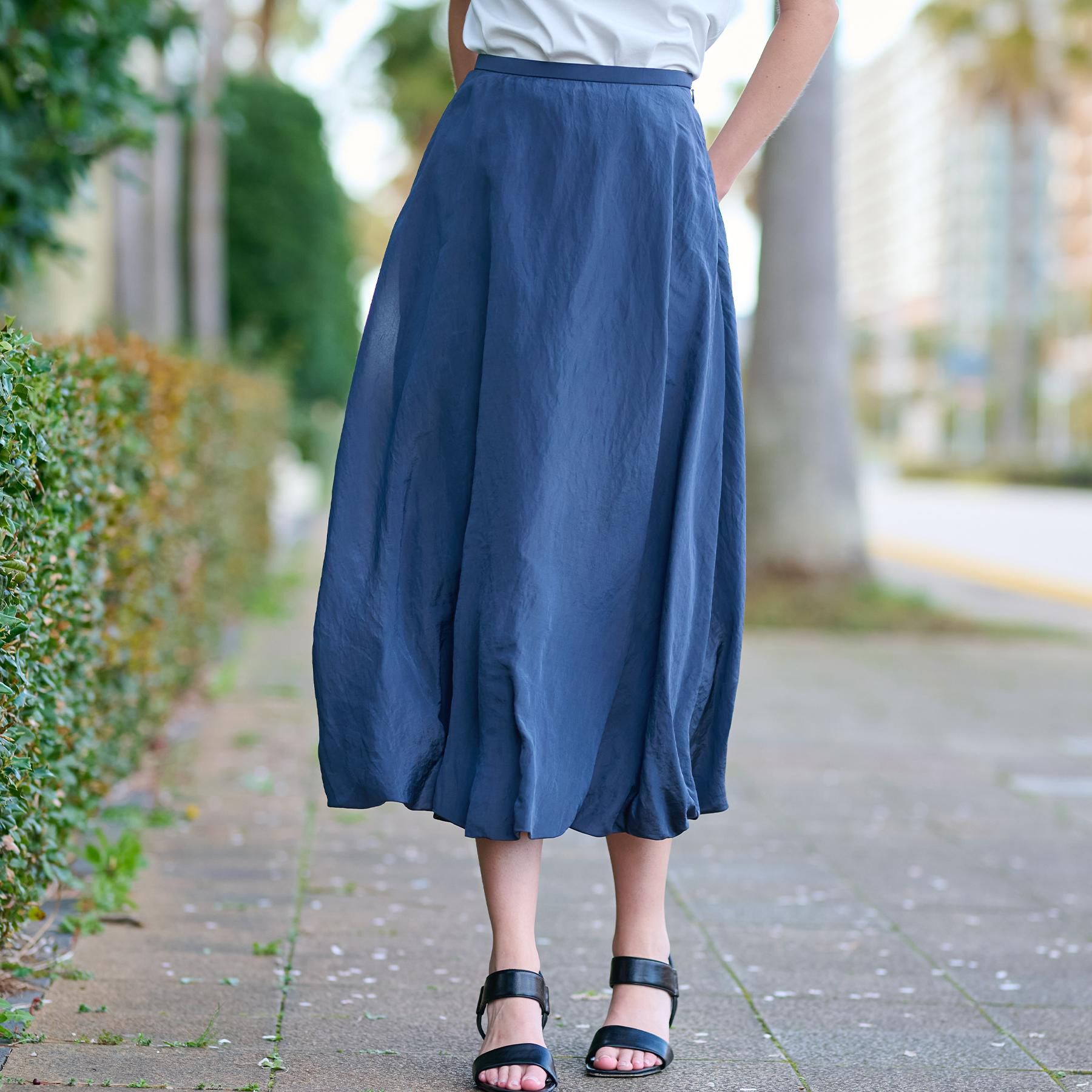 DRESSTERIOR「【裏地あり/後ろウエストゴム】シアーワッシャーバルーンスカート」|スカート|チャコールグレー(0