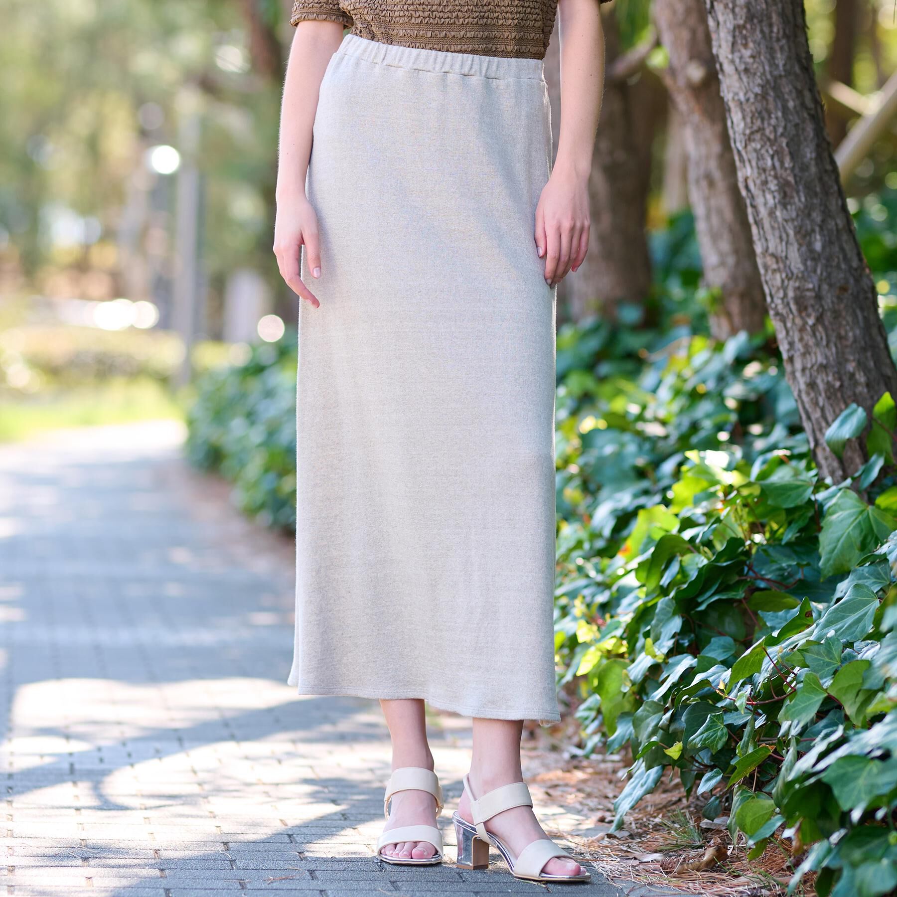 DRESSTERIOR「【洗える/ウエストゴム/セットアップ可】リネン裏毛スカート」|スカート|