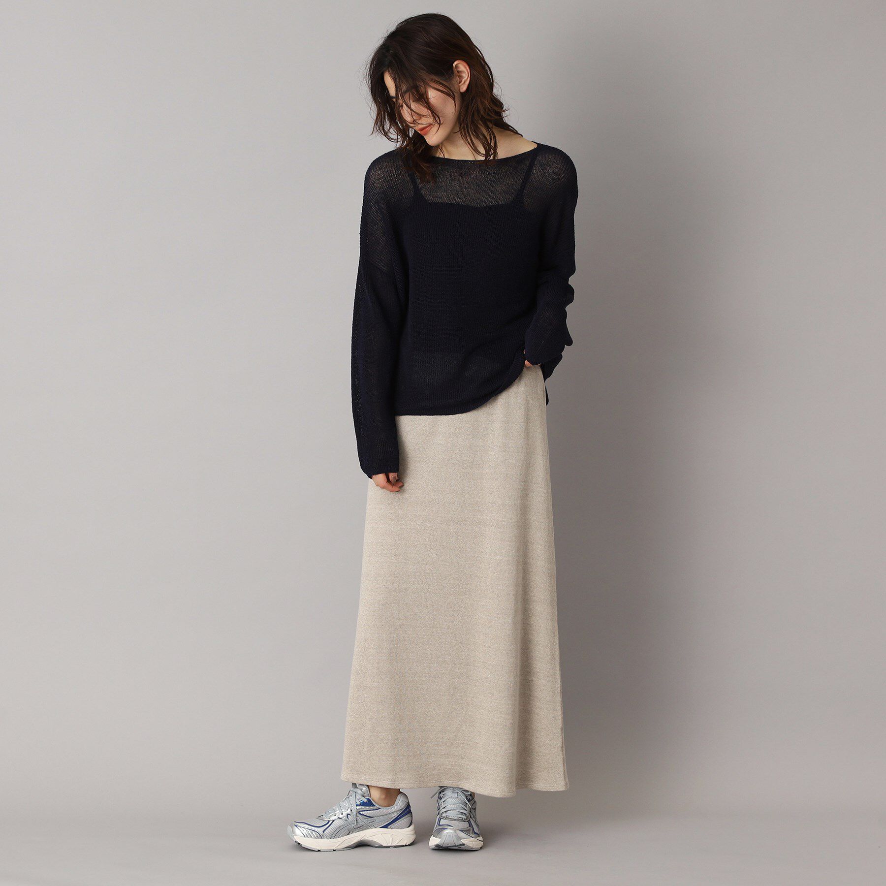 DRESSTERIOR「【洗える/ウエストゴム/セットアップ可】リネン裏毛スカート」|スカート|
