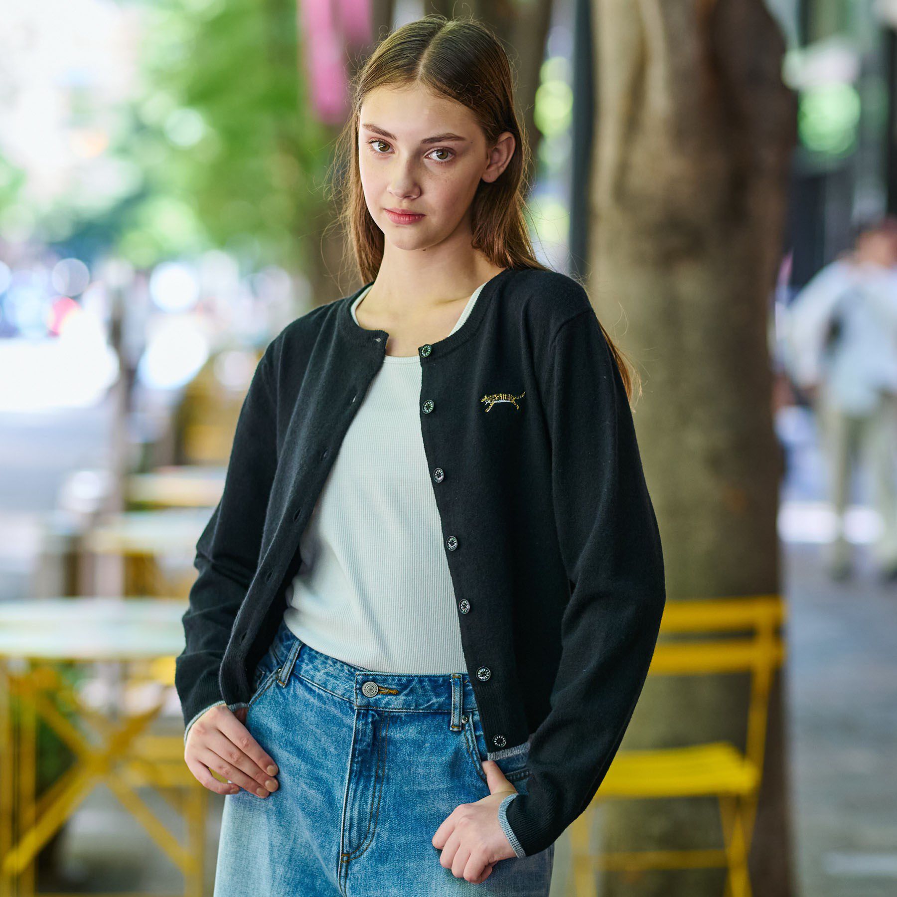 DRESSTERIOR「【CLASSY．12月号掲載】タイガーエンブロイダリークルーネックカーディガン」|カーディガン|