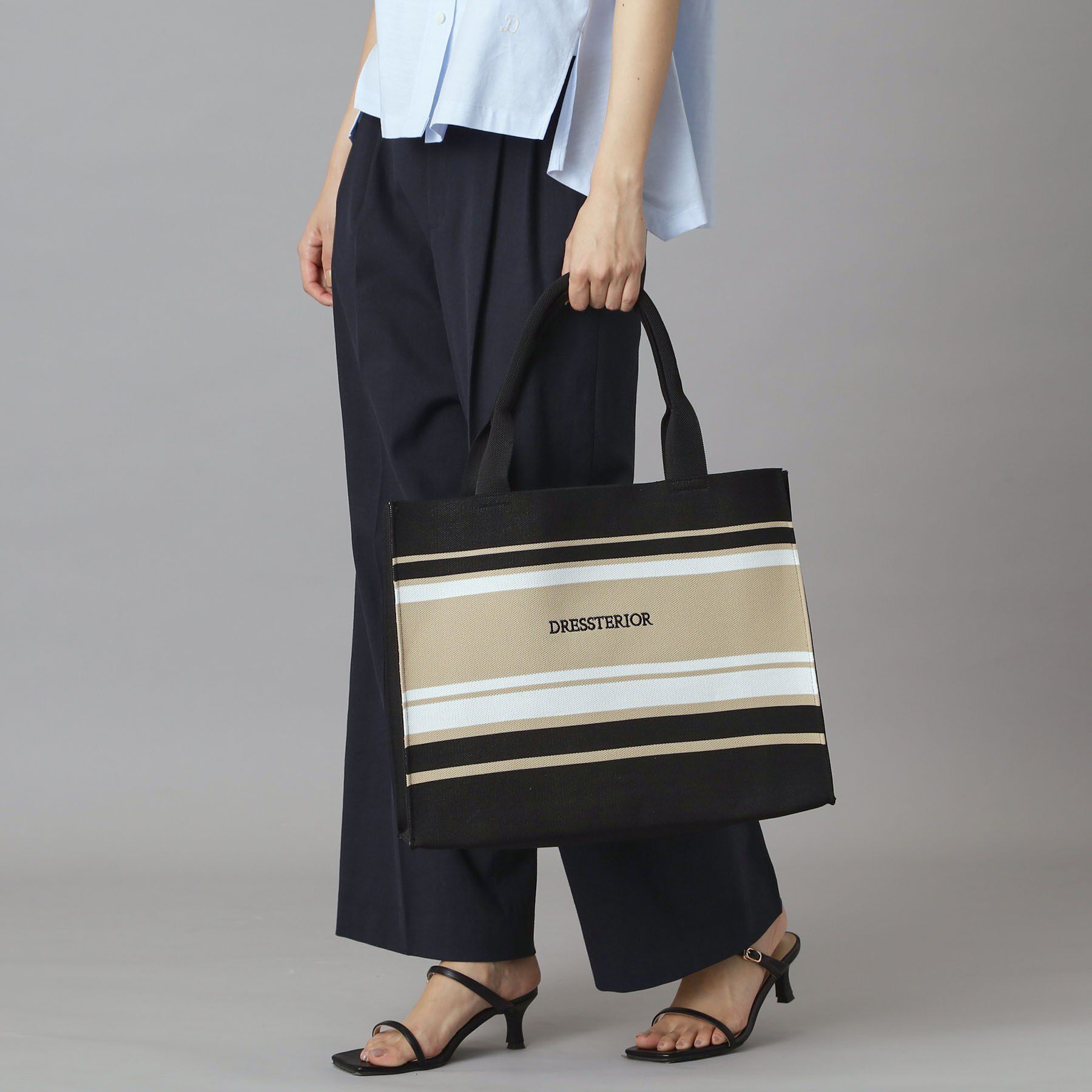 DRESSTERIOR「ボーダーニットラージトート」|トートバッグ|