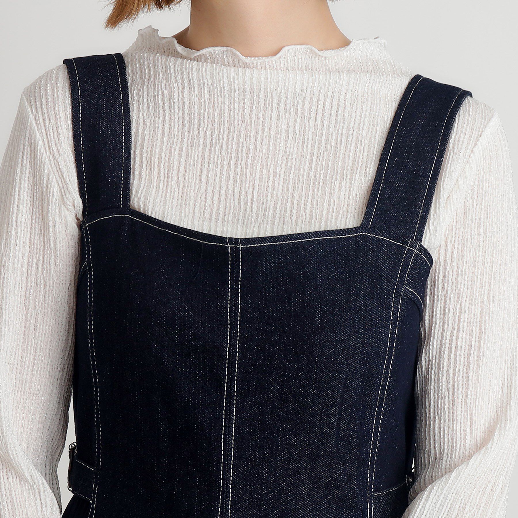 grove「デニムサイドプリーツジャンドレ」|ワンピース|