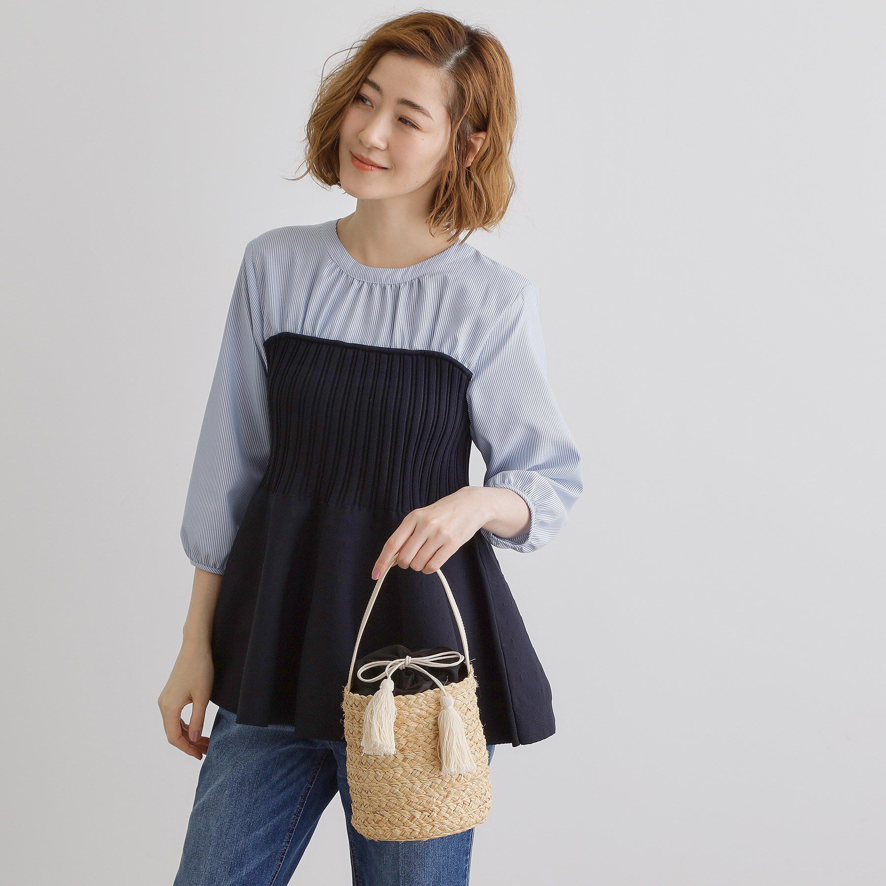 grove「ラフィアバケツタッセル巾着ショルダー」|ショルダー・メッセンジャー|