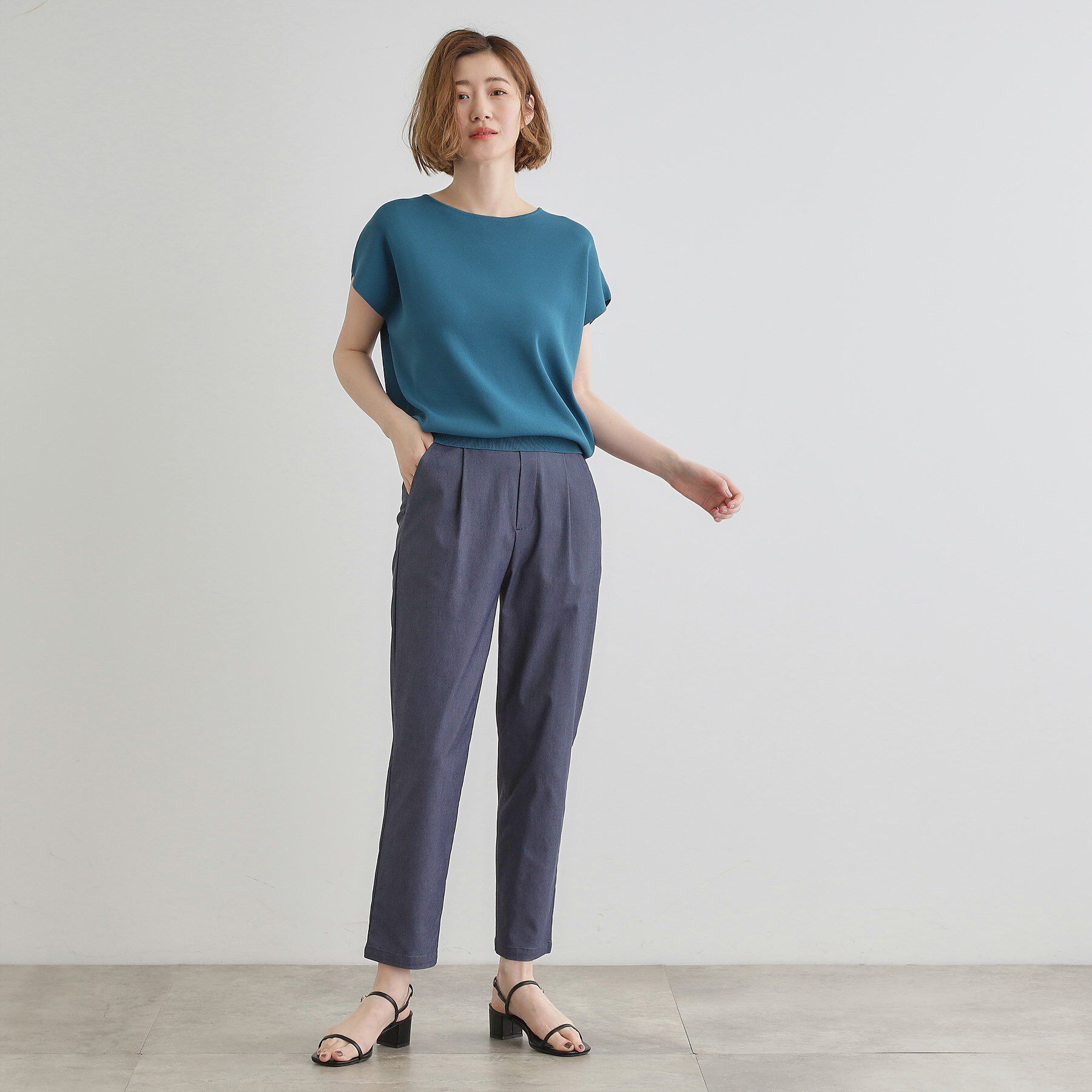 grove「【嬉しい機能付き】やわらかドライタッチフレンチスリーブニット」|ニット・セーター|