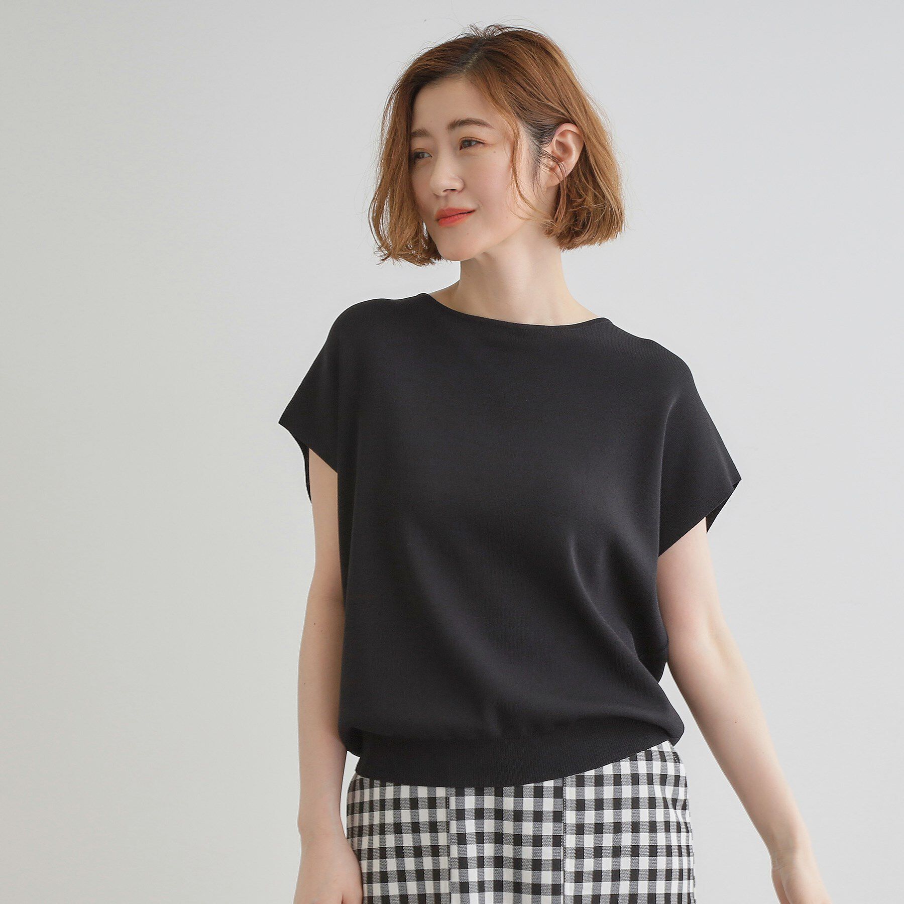 grove「【嬉しい機能付き】やわらかドライタッチフレンチスリーブニット」|ニット・セーター|