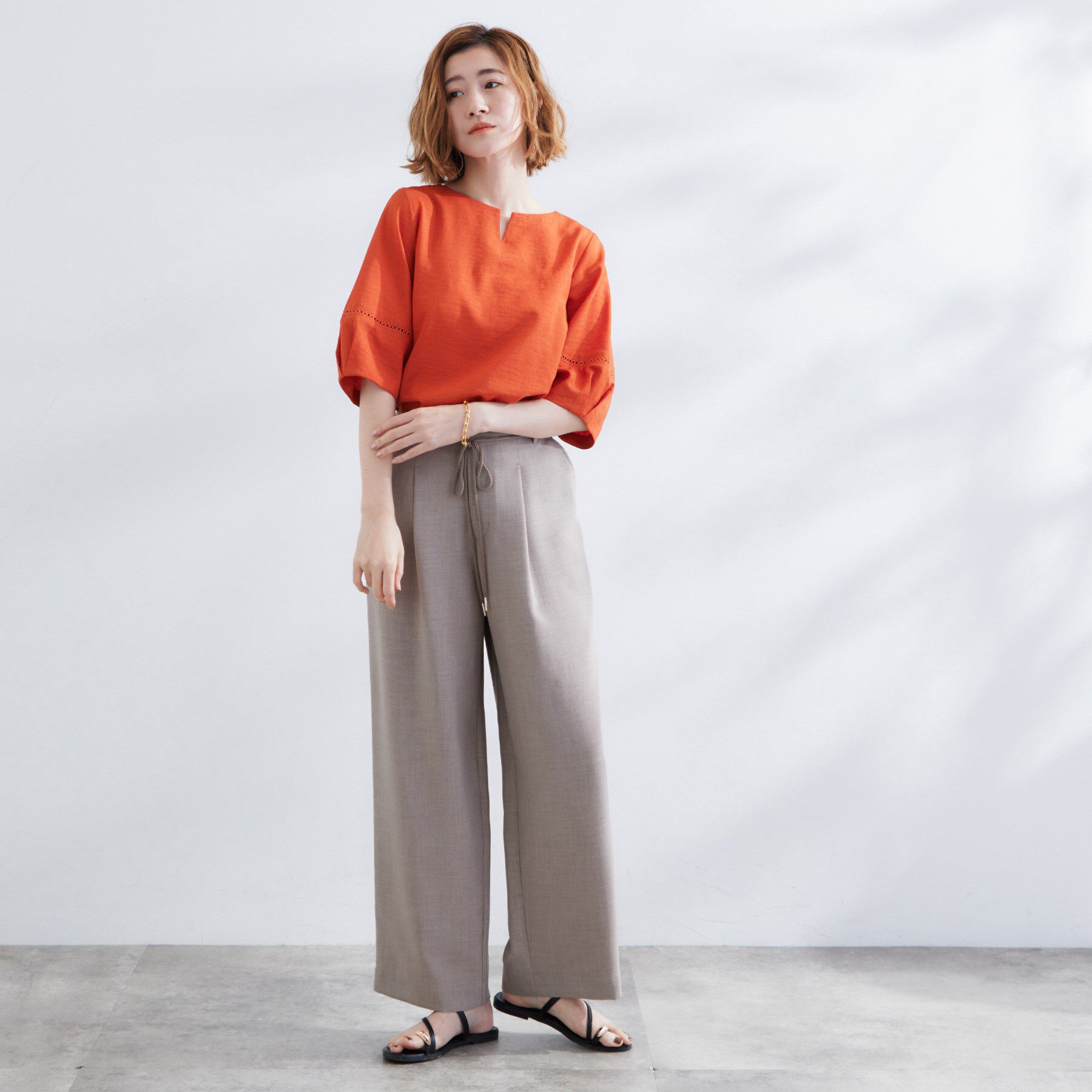 grove「お洒落に決まる 麻調袖コンシャスブラウス」|シャツ・ブラウス|