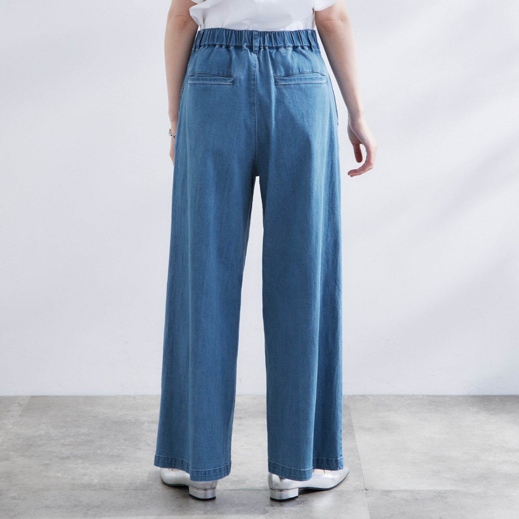 grove「【きれい見え】ストレッチデニムワイドパンツ」|デニム|