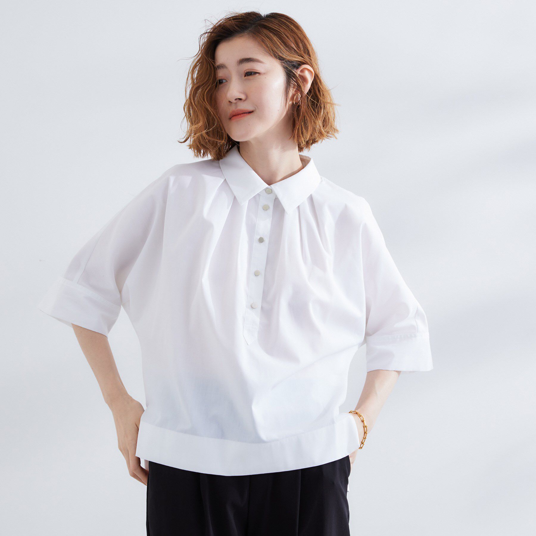 grove「【サスティナブル原料】衿付きドルマンタックシャツ」|シャツ・ブラウス|