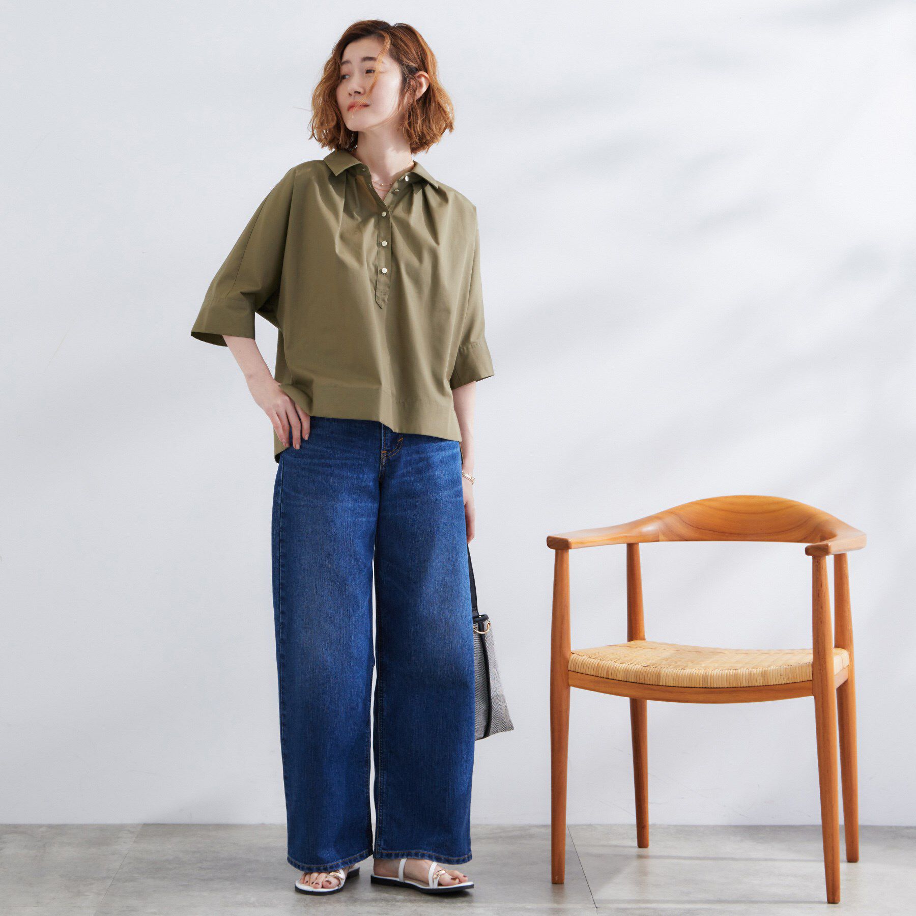 grove「【サスティナブル原料】衿付きドルマンタックシャツ」|シャツ・ブラウス|