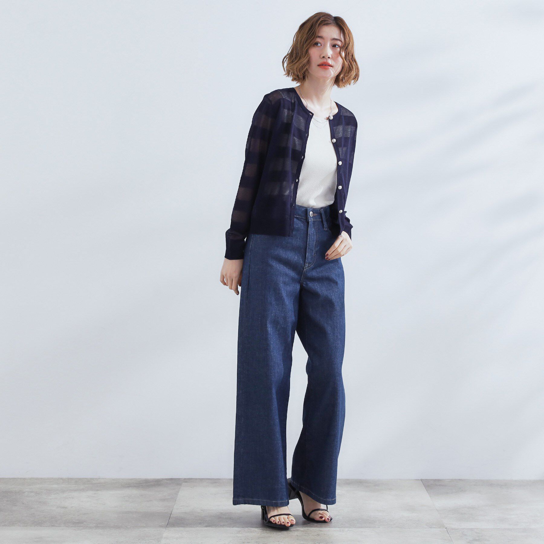 grove「シアーボーダーカーディガン」|カーディガン|