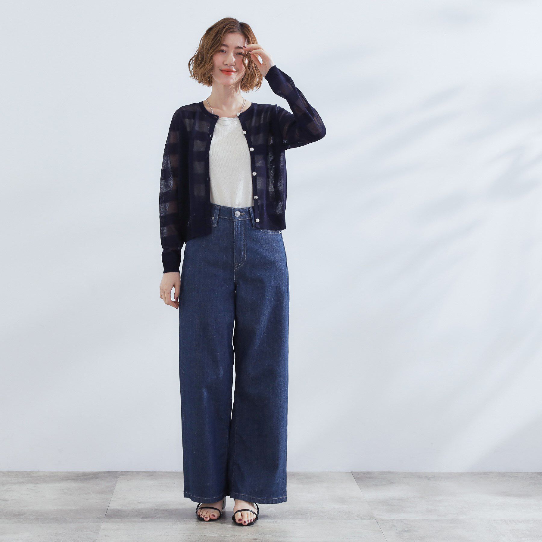 grove「シアーボーダーカーディガン」|カーディガン|