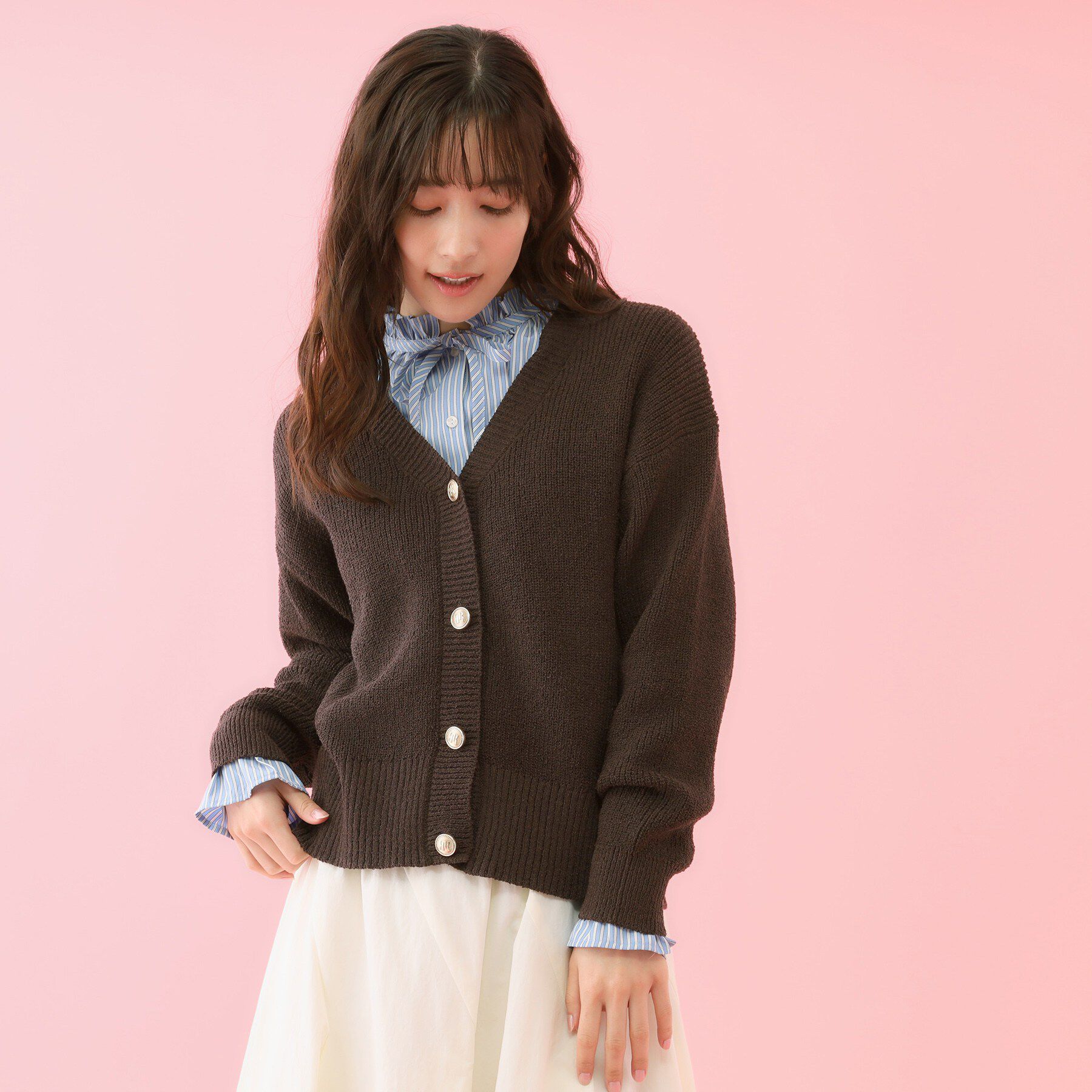 grove「【コラボITEM】Philly Chocolate ブークレカーディガン」|カーディガン|