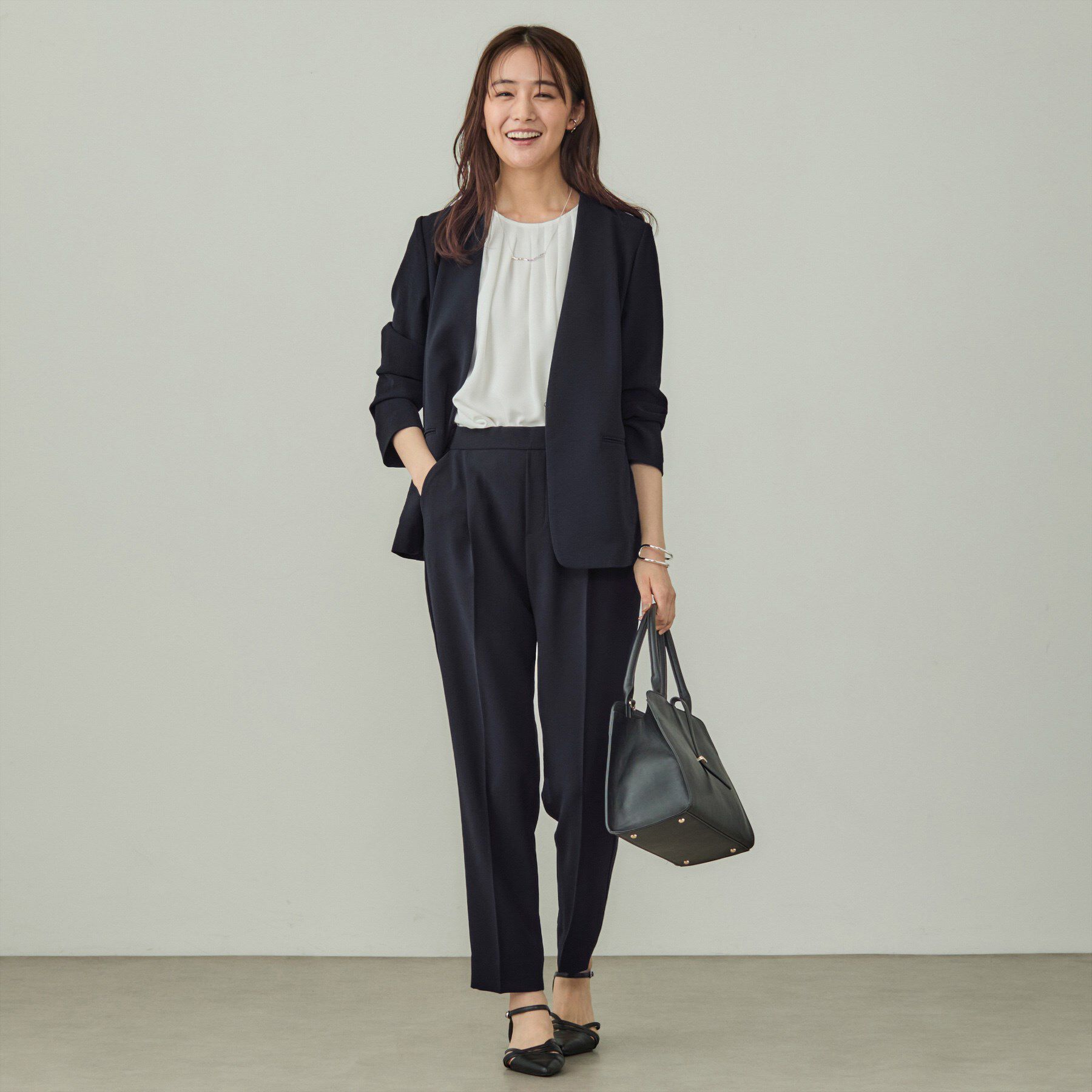 INDIVI「【洗える／UVケア】ノーカラー ナロージャケット」|スーツ|