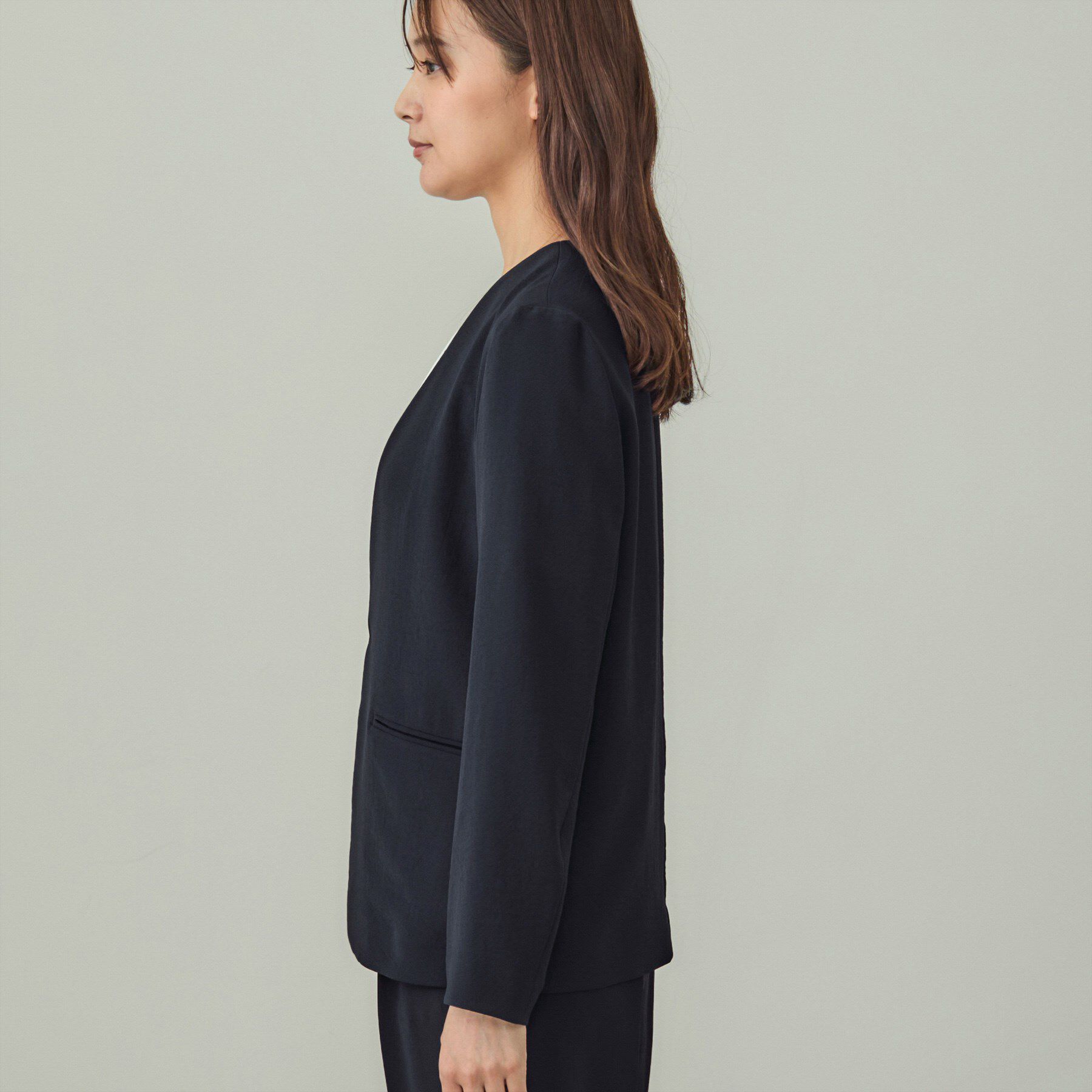 INDIVI「【洗える／UVケア】ノーカラー ナロージャケット」|スーツ|