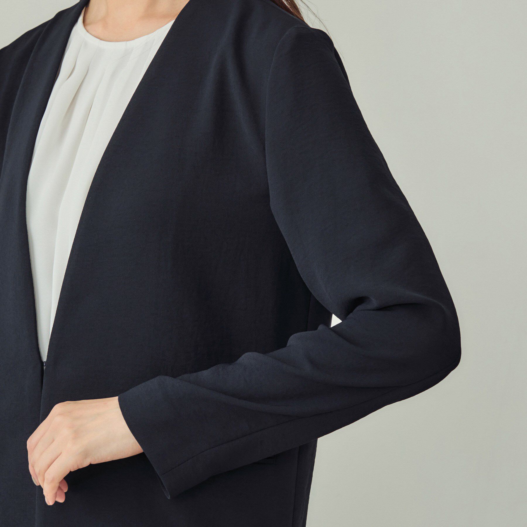 INDIVI「【洗える／UVケア】ノーカラー ナロージャケット」|スーツ|