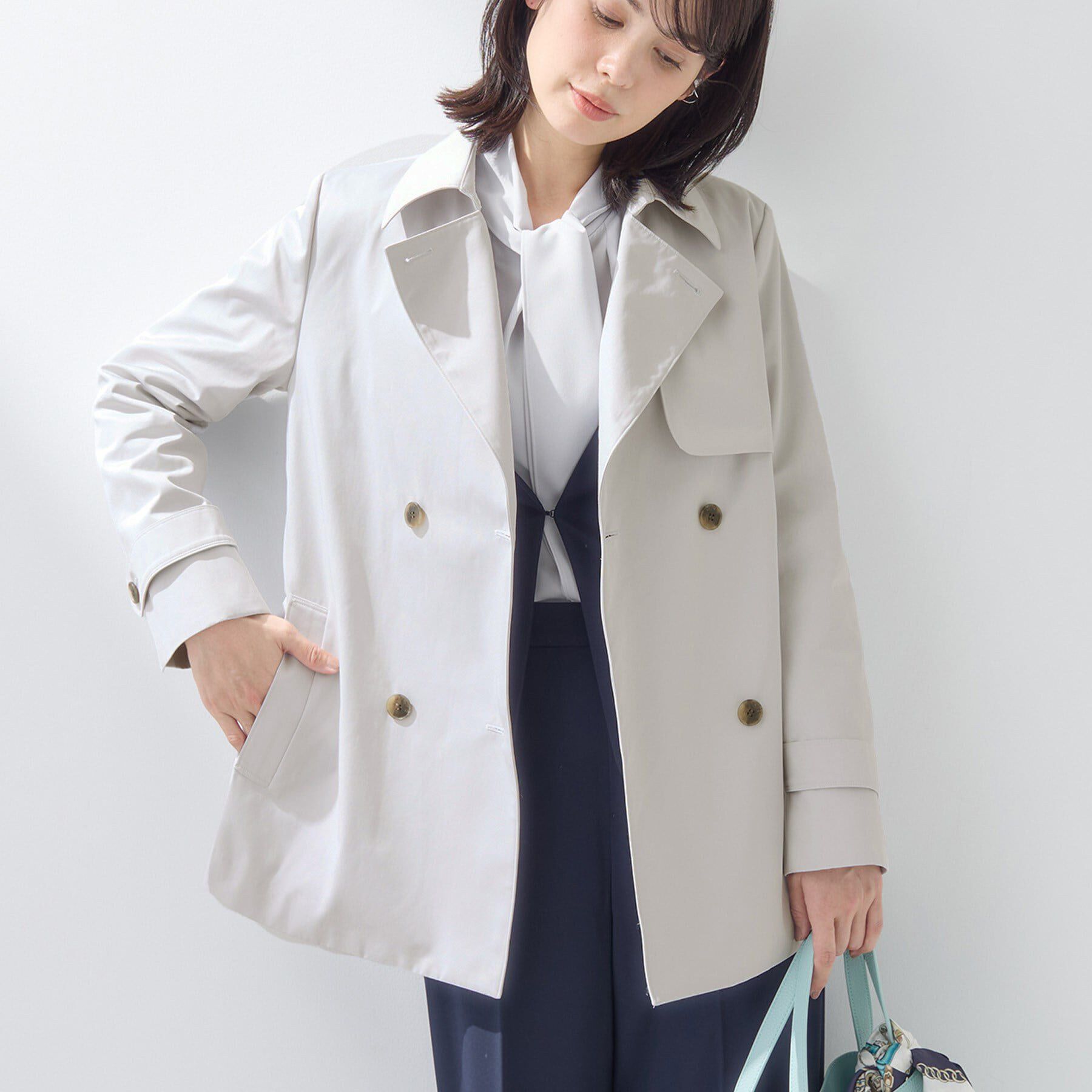INDIVI「【花粉付着防止／撥水／UVケア】名品トレンチコート」|トレンチコート|ライトグレー(411