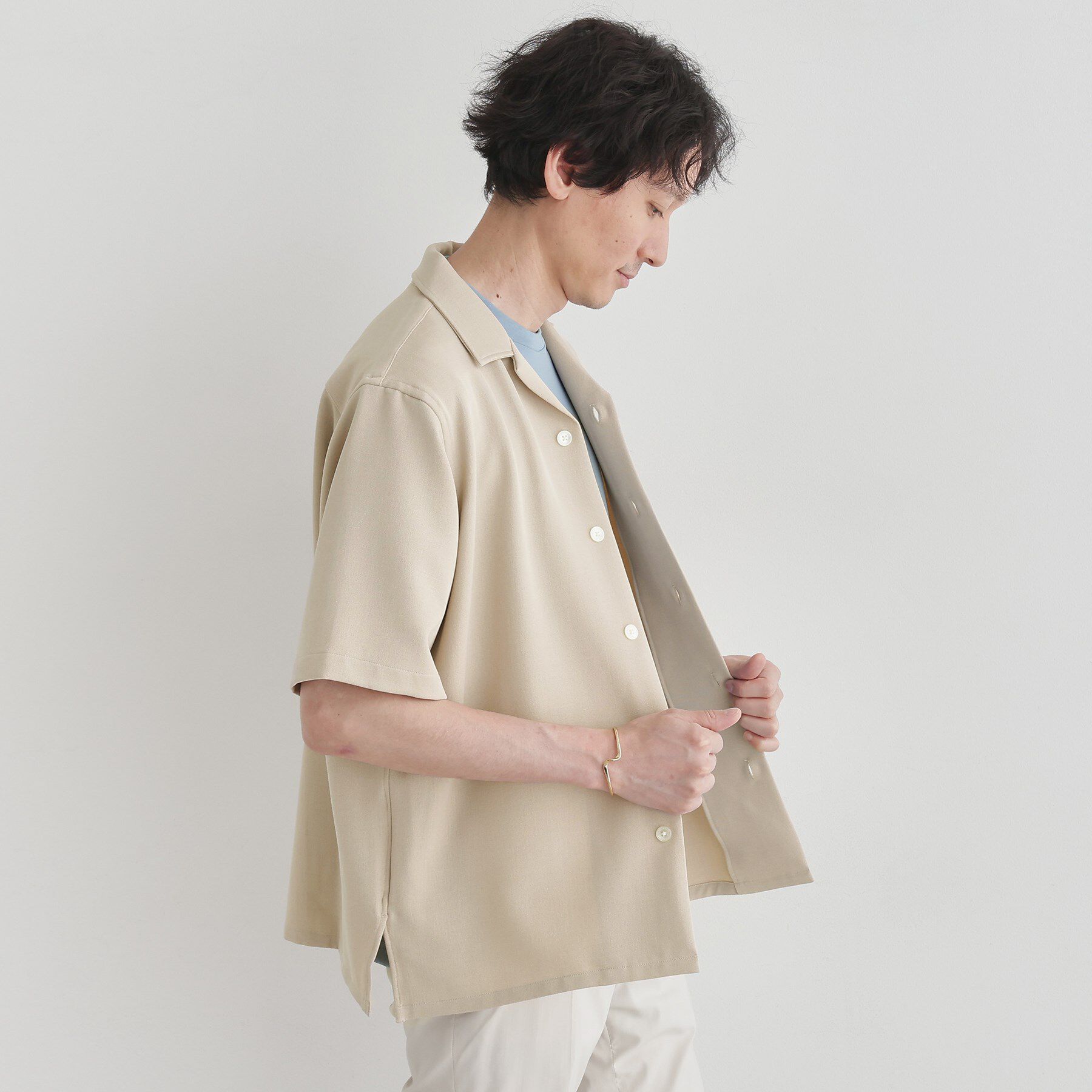 TAKEO KIKUCHI「【LIMITED】ハンドライティングロゴ 1ポイントジャージ半袖シャツ」|シャツ・ブラウス|